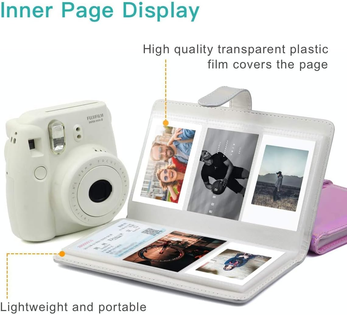 Polaroid Photo Albums, 96 Pockets PU Leather Mini Album Compatible with Fujifilm Instax Mini 7S 8 8+ 9 25 26 50S 70 90 Film, Polaroid PIC-300 Z2300 Film Instant Camera, Blue - Blue image number 4