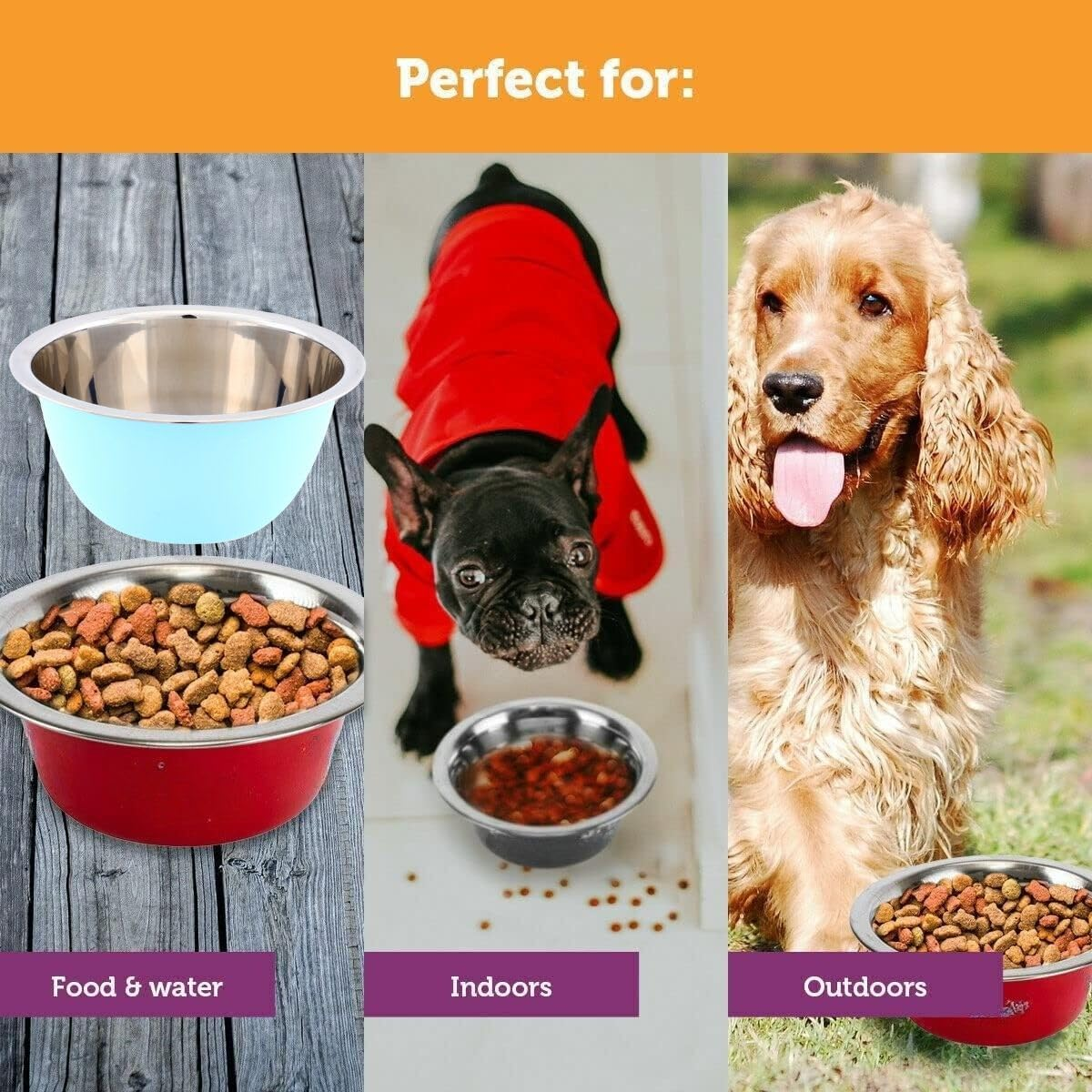 [4PCE] Pet Basic Stainless Steel Dog Bowl, Elegant Dining for Your Furry Friend, Durable and Stylish Dish for Dogs image number 3