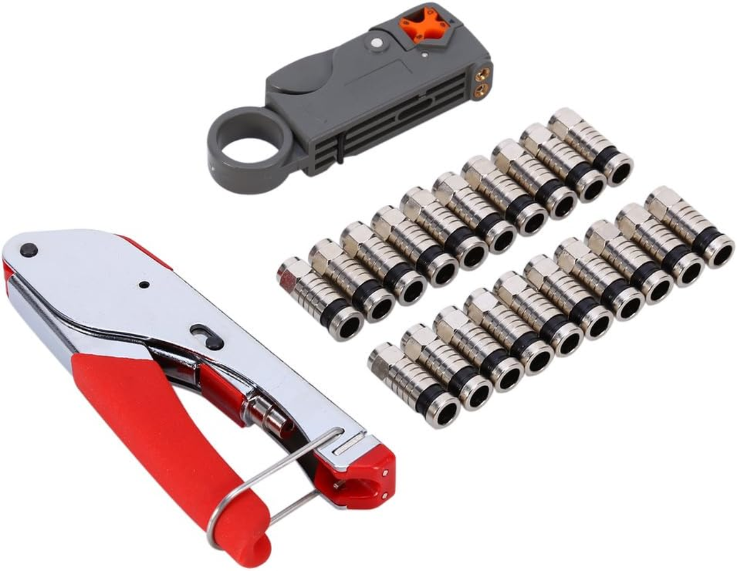 F-Type Compression Tool BNC RG6 RG59 Coaxial Connectors Hand Crimping Crimper Rotary Coaxial Cable Cutter Coax image number 2