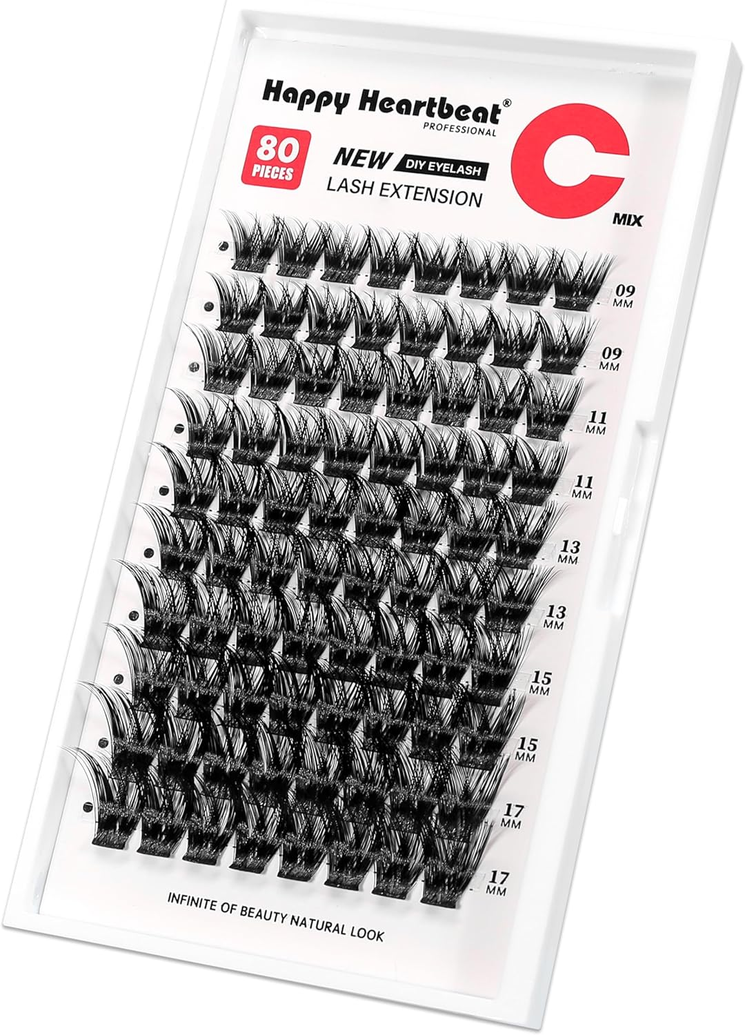 Volume Thick Individual Eyelash Extension Flexible Band Lash Clusters C Curl Faux Mink Clusters Lashes 9-17Mm Mixed Length Reusable DIY False Eyelashes (Black A12-C) image number 6