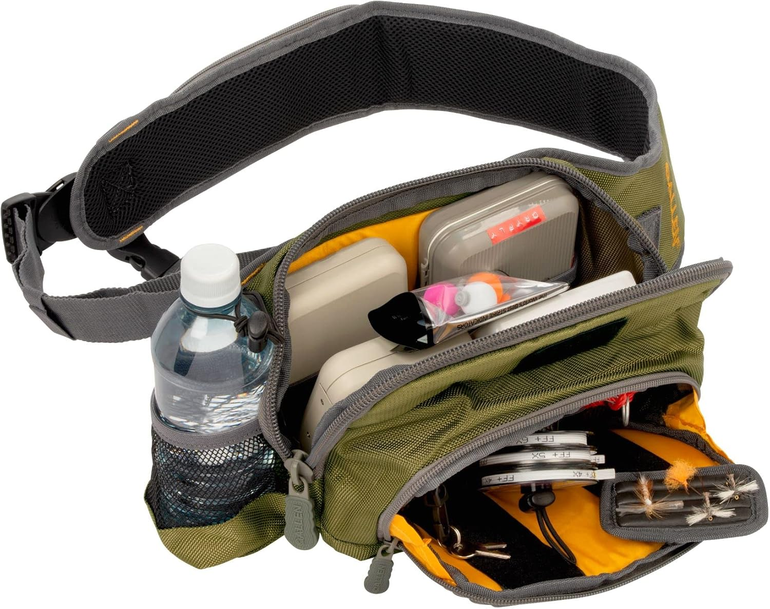 Allen Company Cedar Creek Fly Fishing Sling Pack - Fits up to 4 Tackle/Fly Boxes and Other Accessories - Gray/Lime image number 2