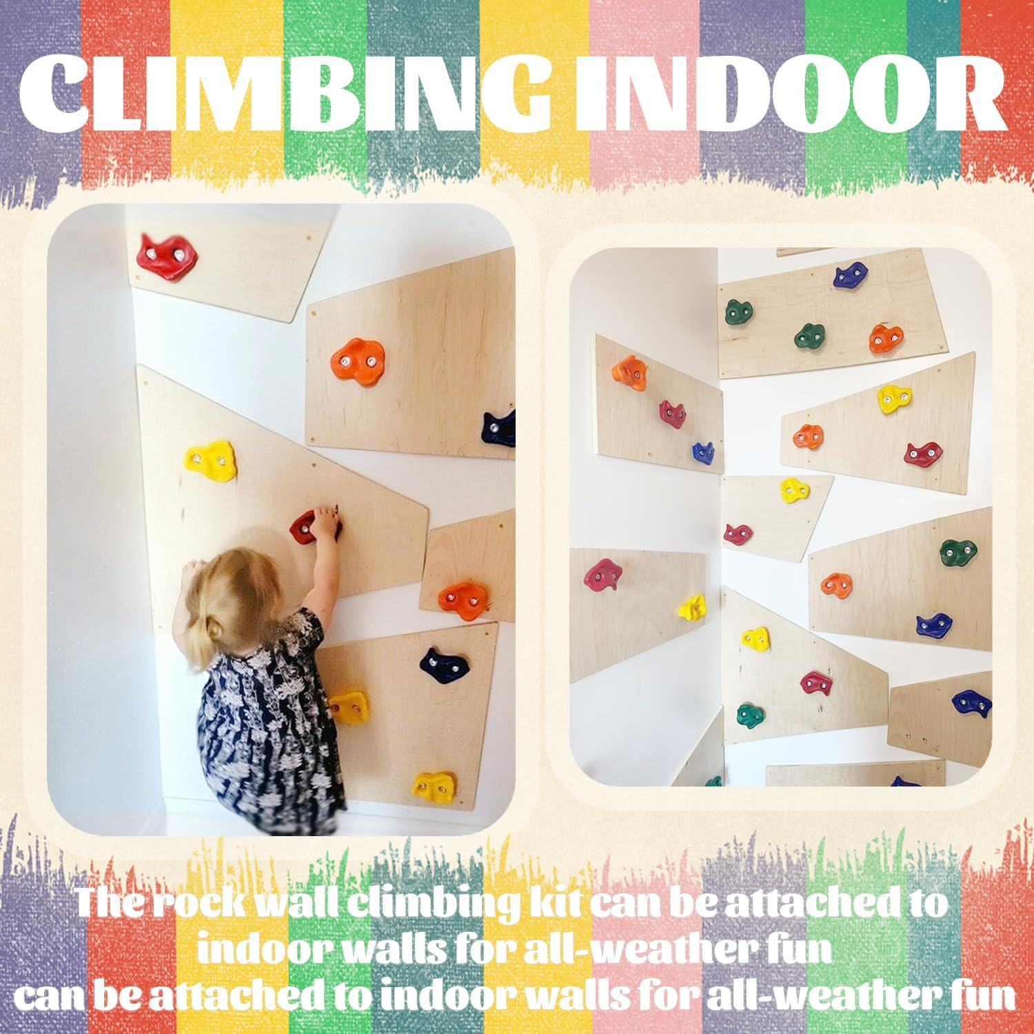 THANMAO Rock Climbing Holds for Kids and Adults,Playground Accessories,Indoor & Outdoor Rock Wall Climbing Kit,With Mounting Hardware and Knotted Rope (25 Pack)