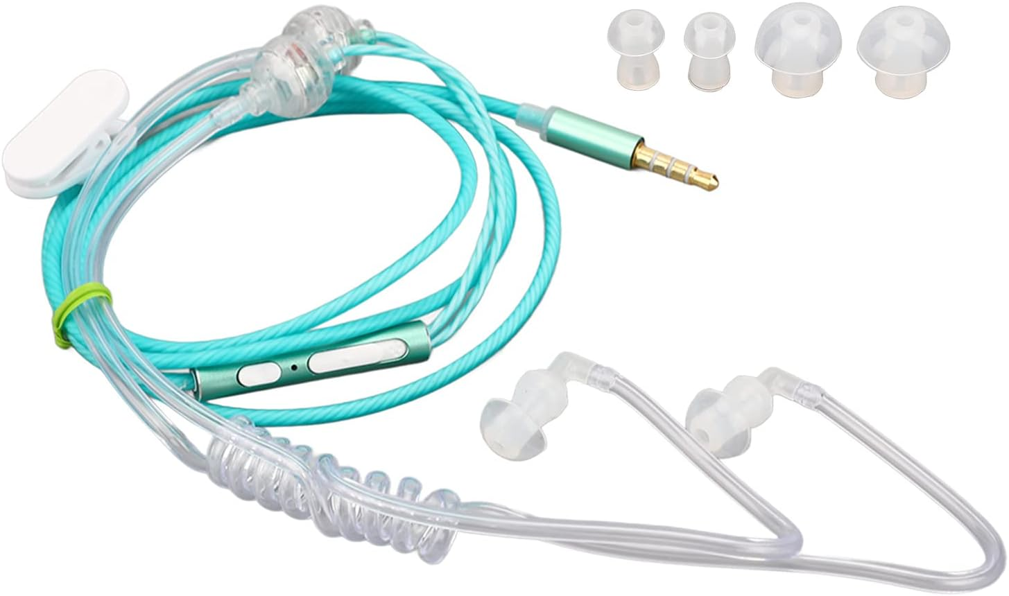 Ergonomic 3.5Mm Air Tube Headset Radiation Noise Reduction for Laptop Tablet Walkie Talkie - Green image number 1