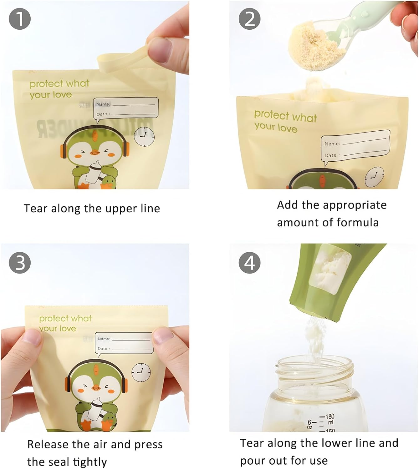 Baby Formula Storage Bags, 30 Pack Portable Milk Powder Dispensers, Bpa-Free Baby Formula Disposable Bags, Idea for Travel or On-The-Go (Pink)