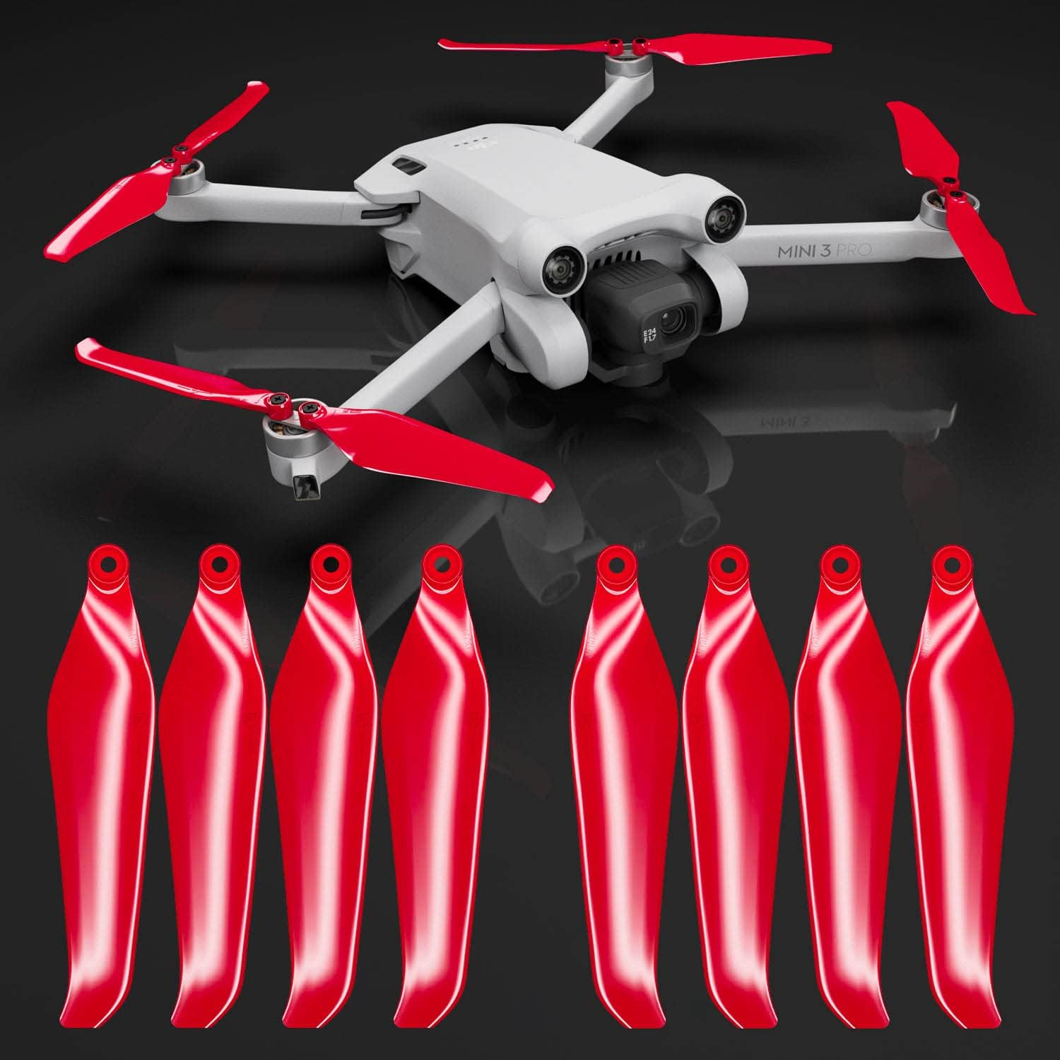 Master Airscrew Stealth Propellers for DJI Mini 3 Pro & Mini 4 Pro - Red, 4 Propellers in Set - Electric image number 2