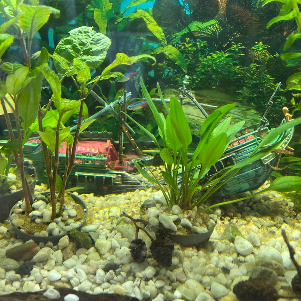 SLOCME Aquarium Shipwreck Decorations - Air Bubbler Sunken Ship Ornament, Fish Tank Air Action Aerating Decorations image number 5