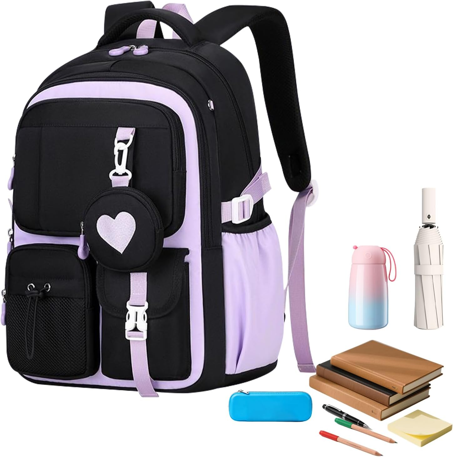 Gwtdtoad Girl Backpack - with Multiple Pockets | Book Bag for Girls - for Middle College Primary Children Teenage Friends