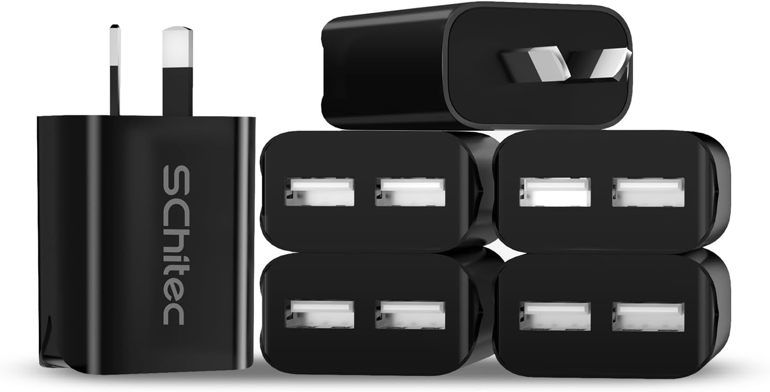 USB Wall Charger 6Pack Dual USB Plug 5V/2.1A 2 Port Portable AU Mains Power Adapter Charger Compatible with Iphone, Ipad, Samsung, Pixel, Galaxy, Htc，Moto (White)
