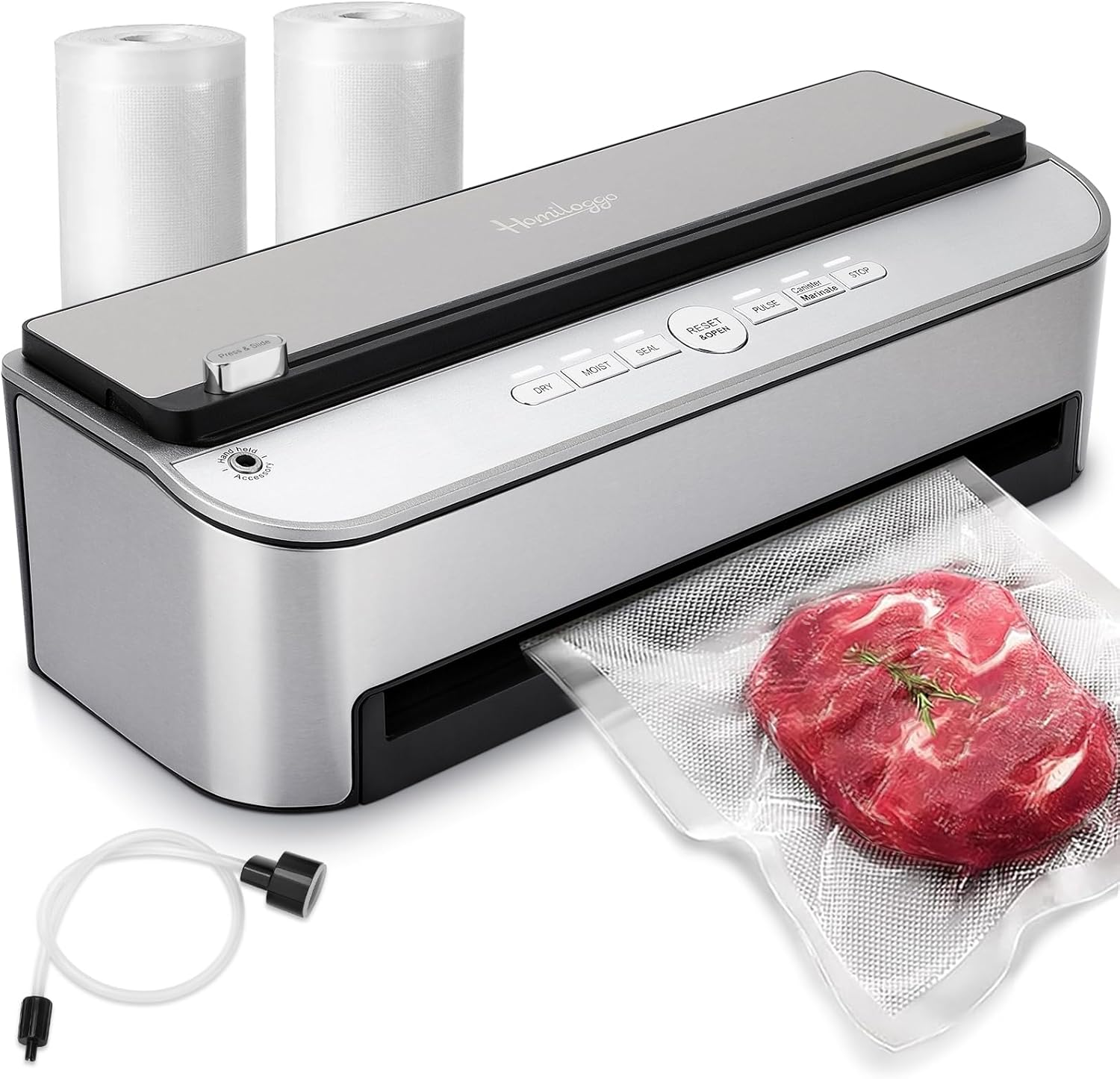Vacuum Sealer Machine, 85Kpa 120W Automatic Food Vacuum Sealer, Powerful Sealing System, Build-In Cutter, Bags Storage, Moist Mode and Air Suction Hose image number 1