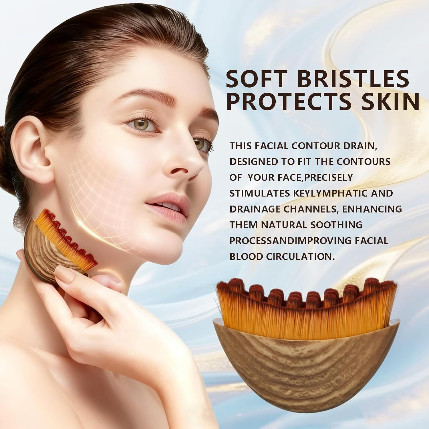 3 Pack Lymphatic Contour Face Brush, Lymphatic Drainage Contour Face Brush Massager with Prtective Case, Fit the Skin Precisely image number 4