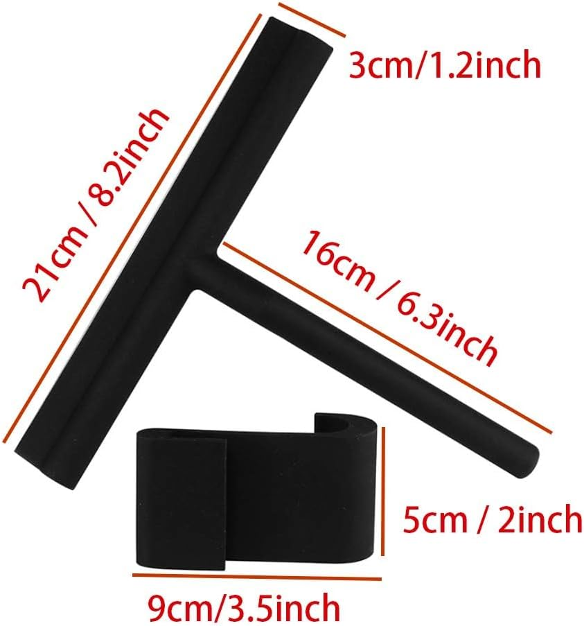 IMEEA Shower Squeegee 8-Inch/21Cm Silicone Window Squeegee Scraper Black Shower Wiper with Hanger for Bathroom Door Screen Mirror Glass image number 4