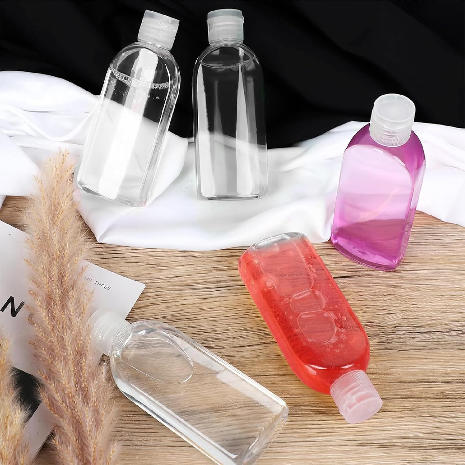 Tzylomirx 5 Pack Travel Bottles Set for Toiletries,Squeeze Bottle, Leak Proof, Reusable Compatible with Business Trips, Fitness Centers, Beaches, Camping, (100Ml PET Bottles) image number 3