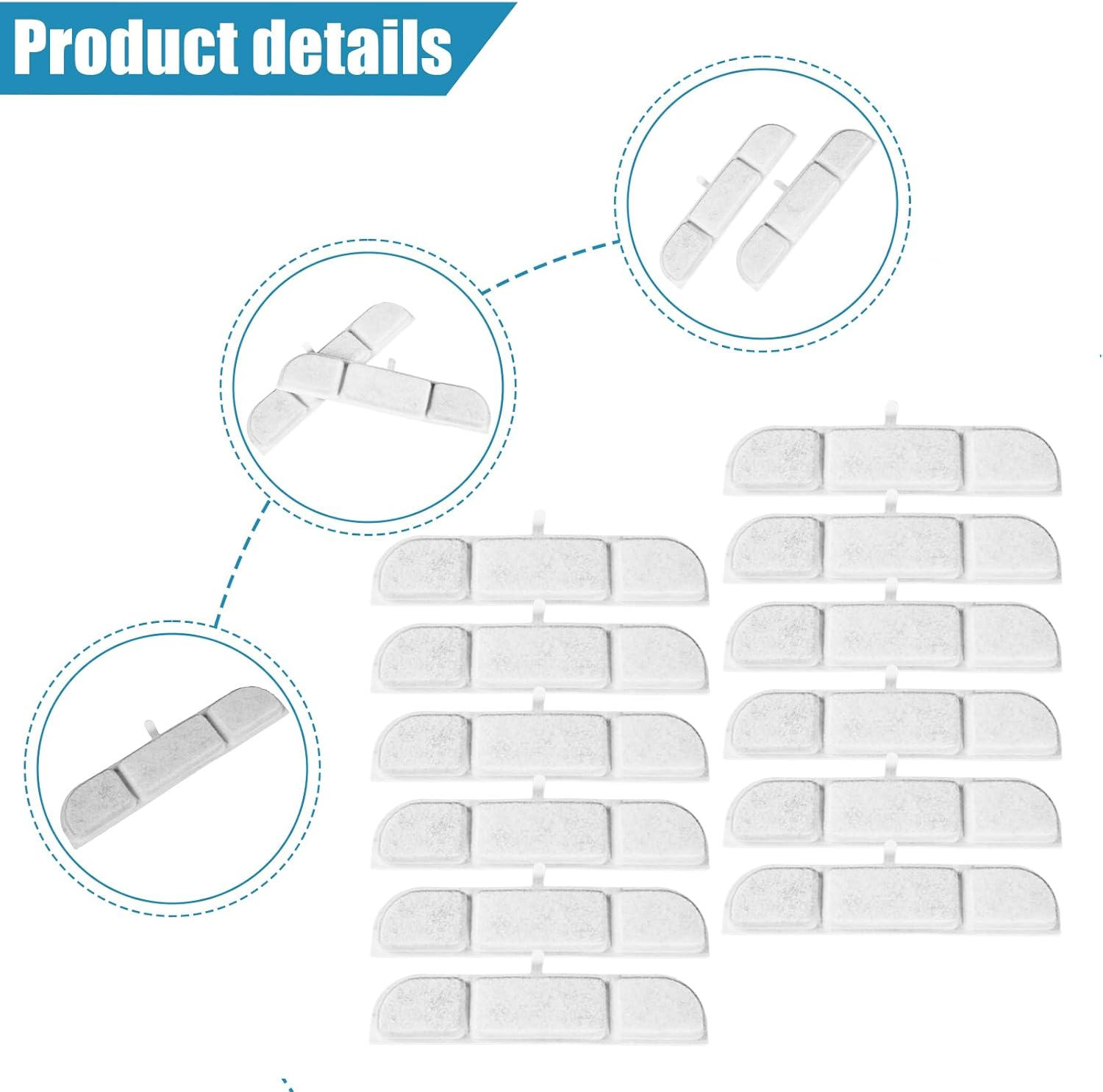 Pack of 12 Cat Fountain Filters for Drinking Fountains, Replacement Filters 12 Pieces Carbon Filters and 12 Pieces Foam Filter, Activated Carbon Filter Drinking Fountain Replacement Carbon Filter image number 2