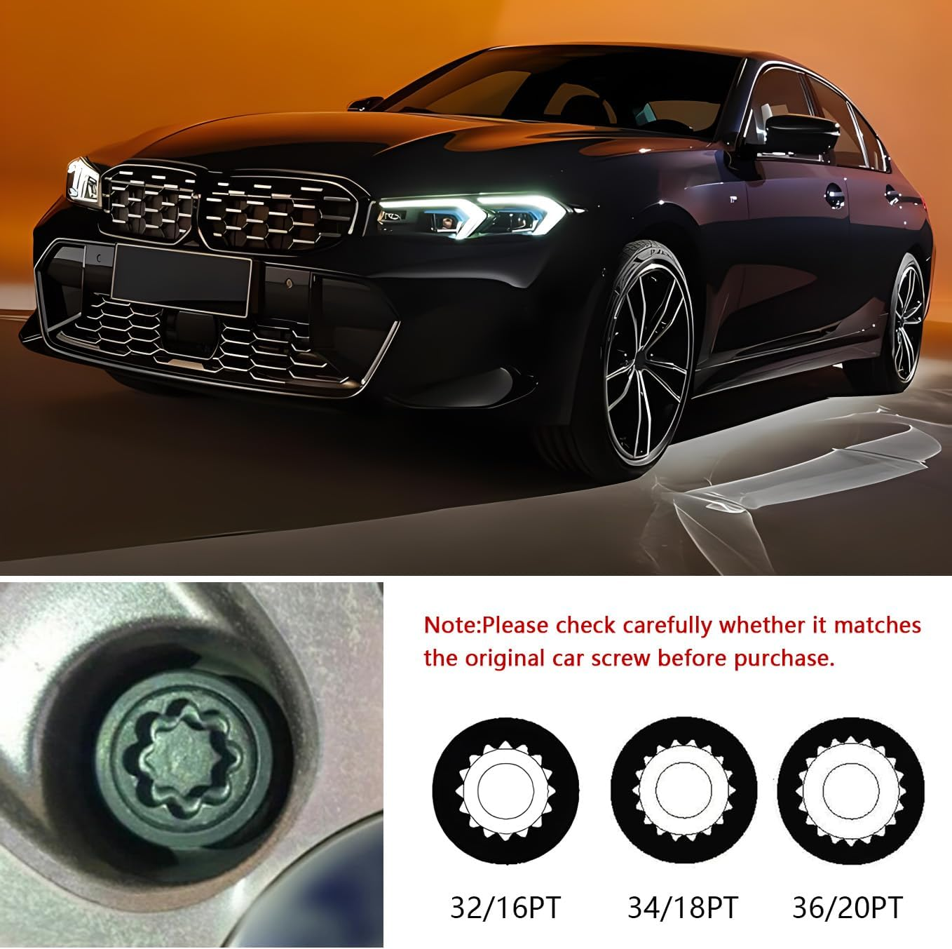 34/18PT Car anti - Theft Hollow Wheel Lock Lug Nut Screw Removal Key Socket for BMW 1, 3 and 5 Series Vehicle Tyres Accessories(Silver) image number 5