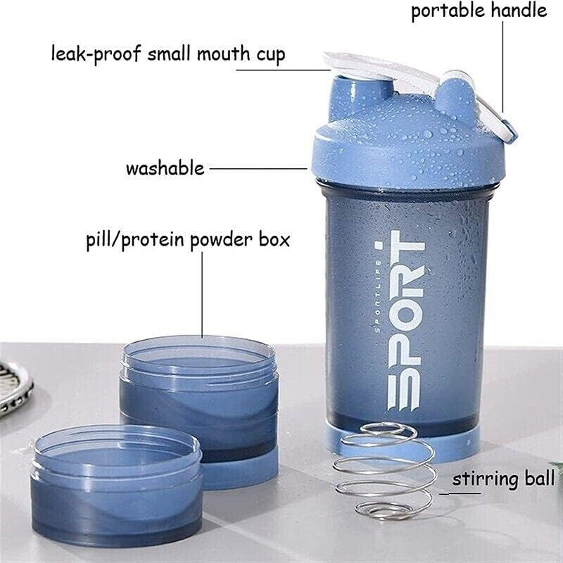 AIMALL 500Ml Multi-Compartment Powder Milkshake Drink Cup Sport Water Bottle 500Ml 3 Tier Protein Shaker Pill image number 2