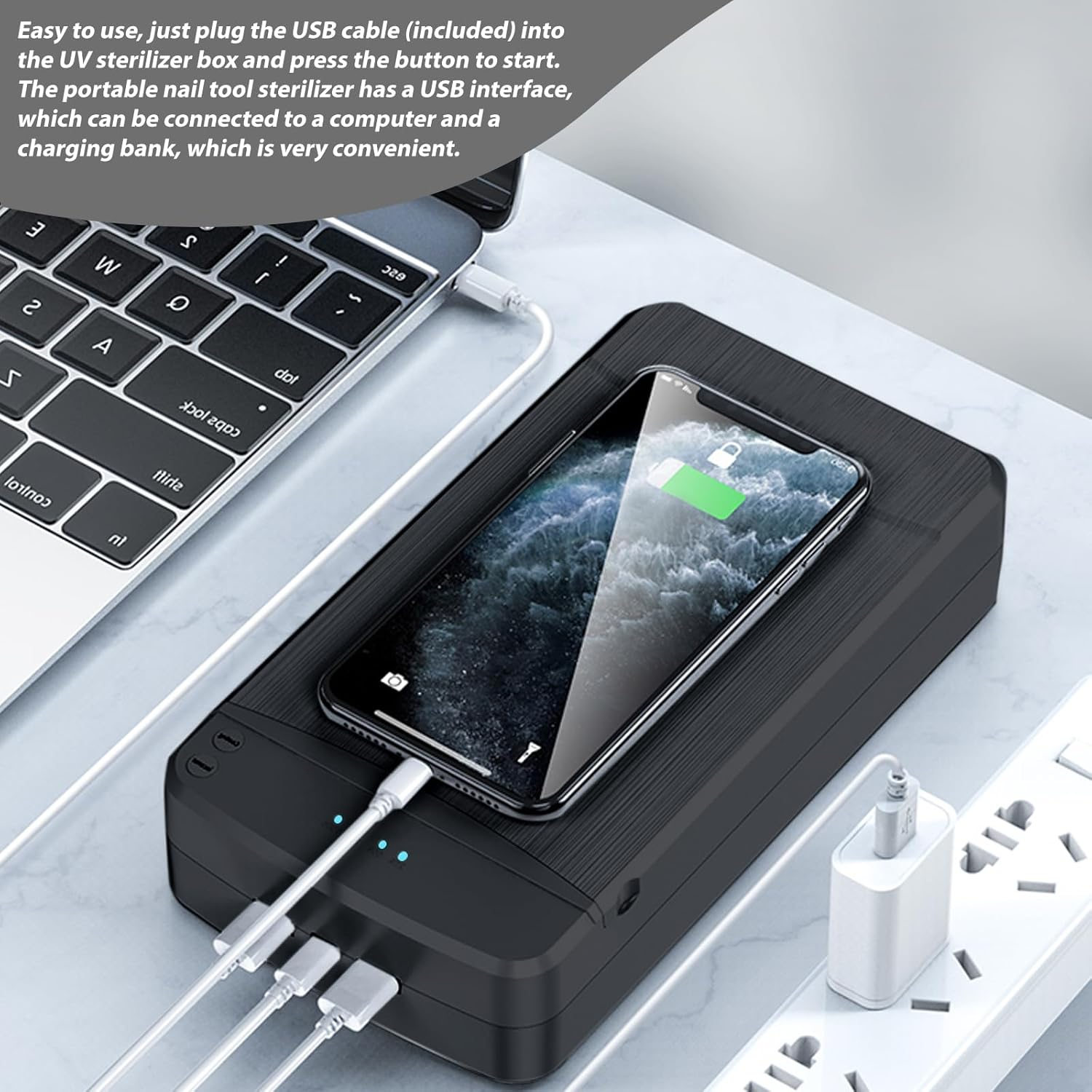 Professional Nail Art Steriliser Box: WIYETY UV Lamp Steriliser, Professional UV Disinfectant Device with Quiet Operation Suitable for Nail Tools and Nail Salons (Black) image number 6