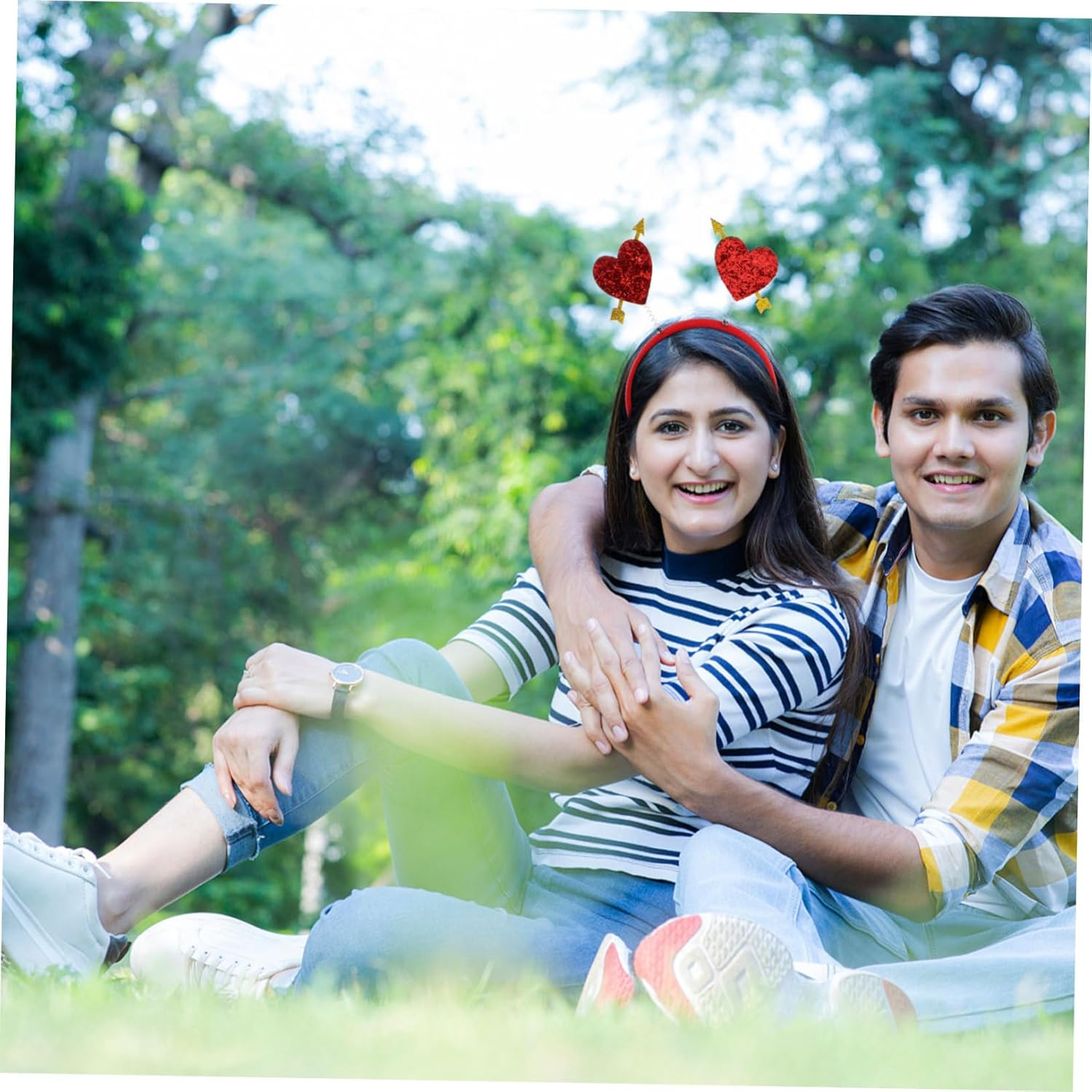 IWOWHERO Elegant Cupid Headband Heart Ears Valentines Day Hair Band Accessory Set image number 3