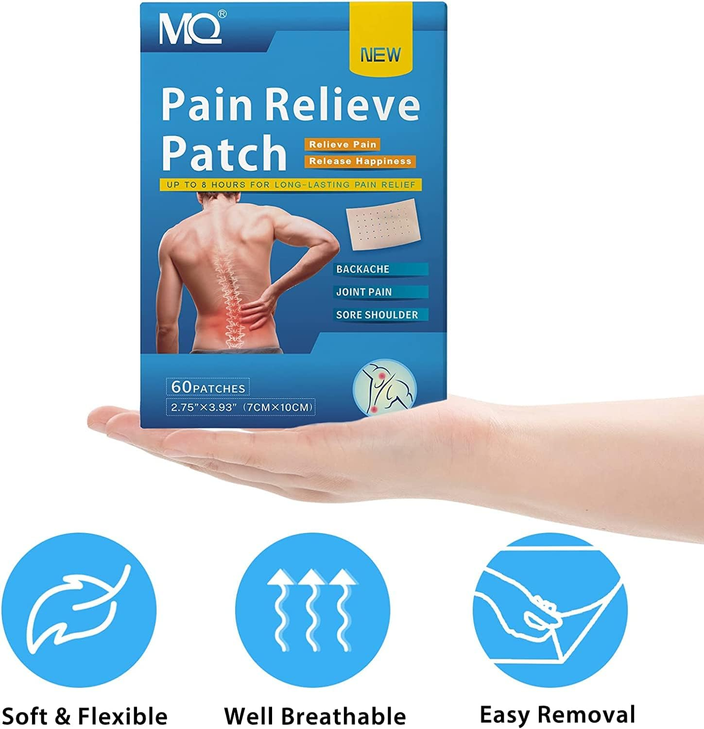 MQ Pain Relief Patches 60PCS, Arthritis Herbal Heat Patches for Back Knee Neck Shoulder Muscle Soreness, Pain Relief Patche Warming Meridians Plaster image number 2