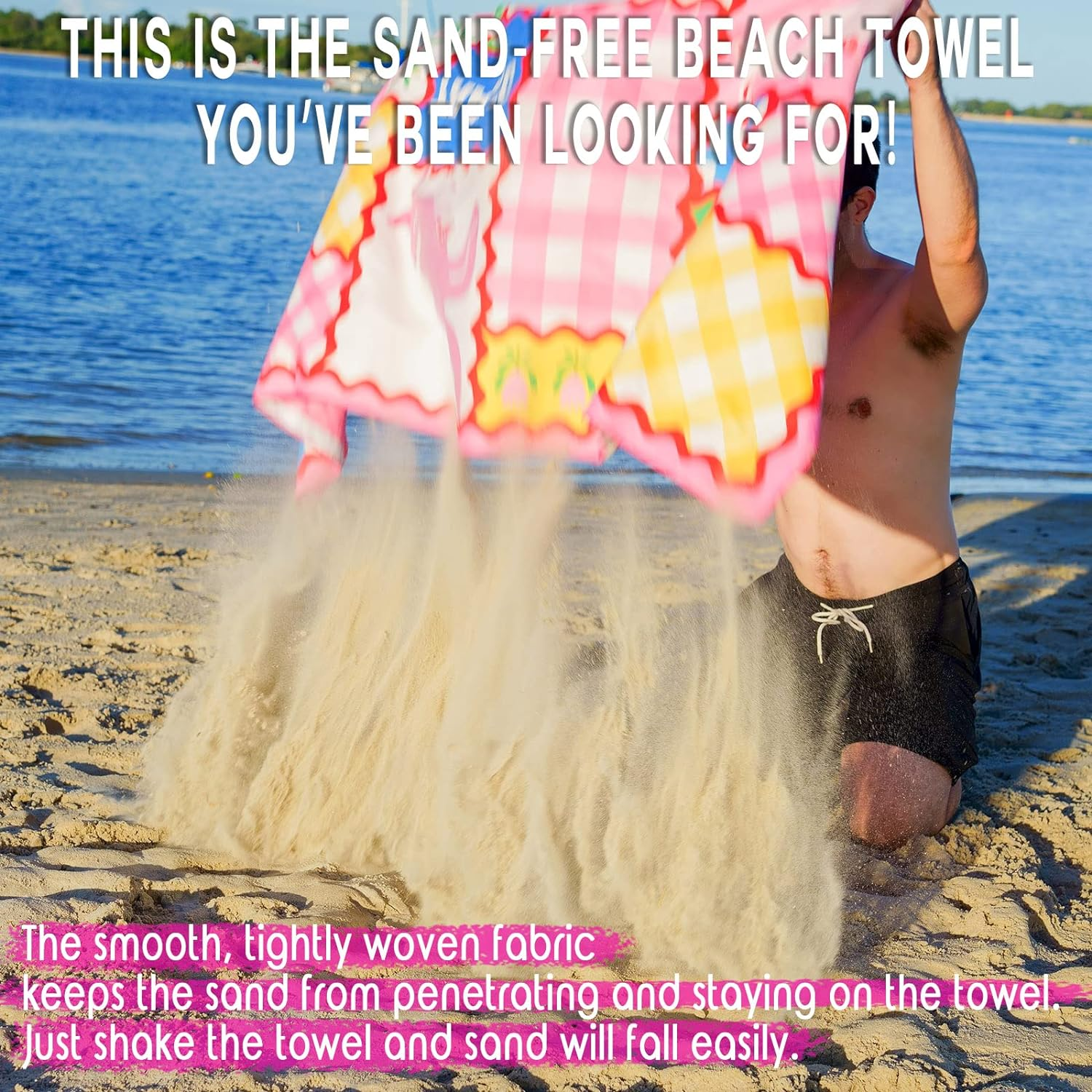 Australian Design Sand Free Beach Towel, Microfibre Quick Dry Cabana Stripe 180&times;90Cm Pool Towel, Highly Absorbent Poncho for Travel, Camping, Double-Sided Printing image number 5