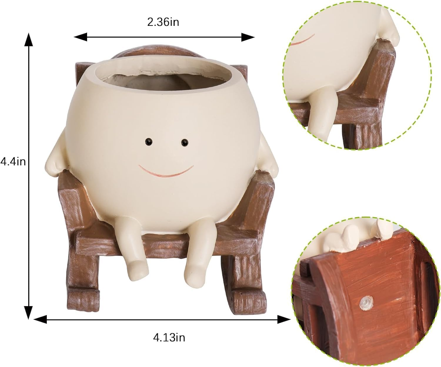 Smily Face Planter Pot for Plants Rocking Chair Planters Funny Succulent Planter Live Cute Resin Flower Pots Head Planter for Indoor Outdoor Plants Gift Ideas for Mother image number 4