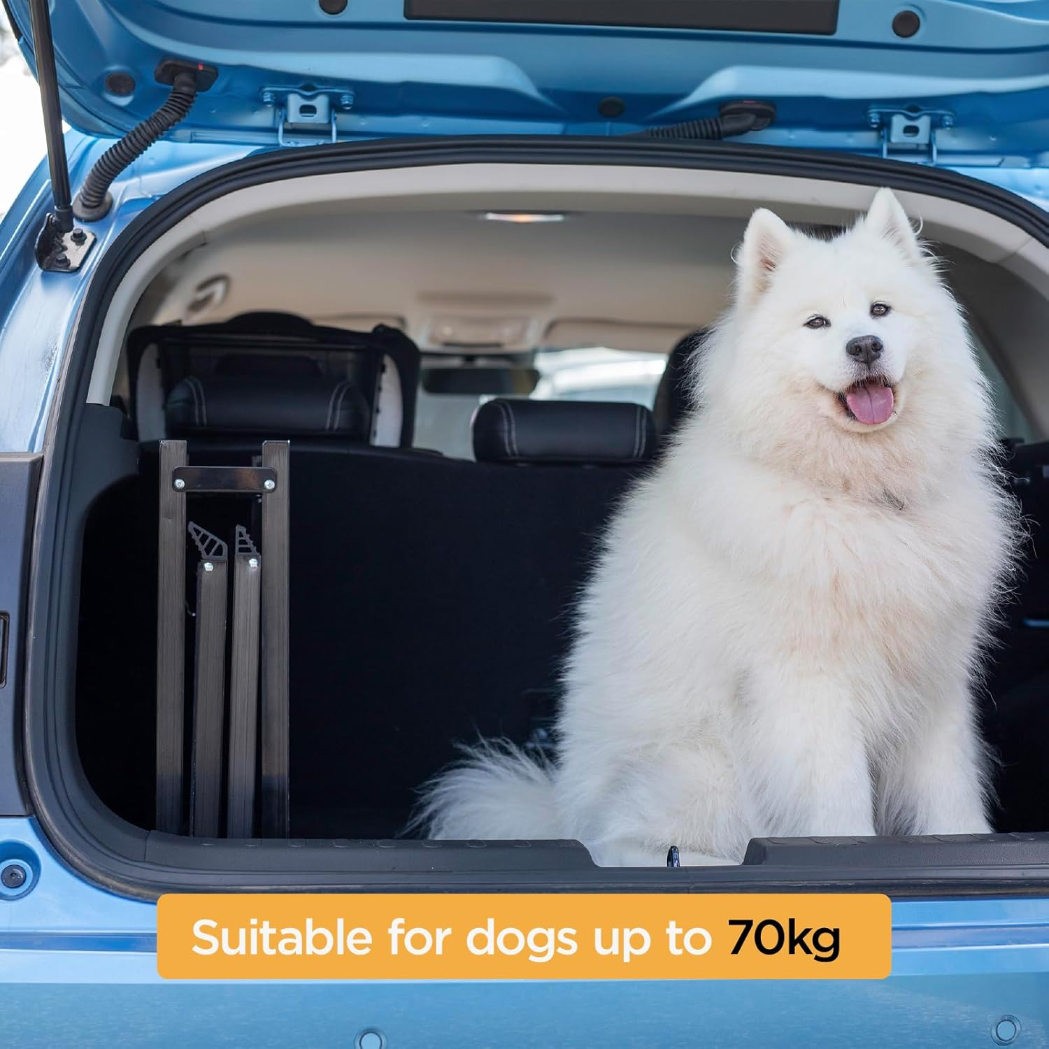 Hakuna Pets Aluminium Pet Ramp, for Pets up to 70Kg, Foldable and Portable, Non-Slip Surface, Black image number 2