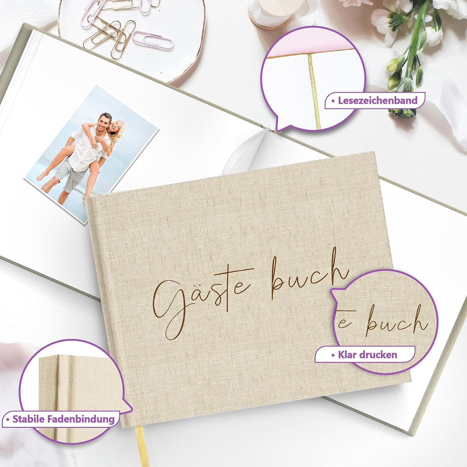 Blank Wedding Guest Book with Questions to Fill In, 144 Pages Wedding Guest Book for Memorable Memories, Wedding Guest Book, Wedding Album, Guest Book image number 1