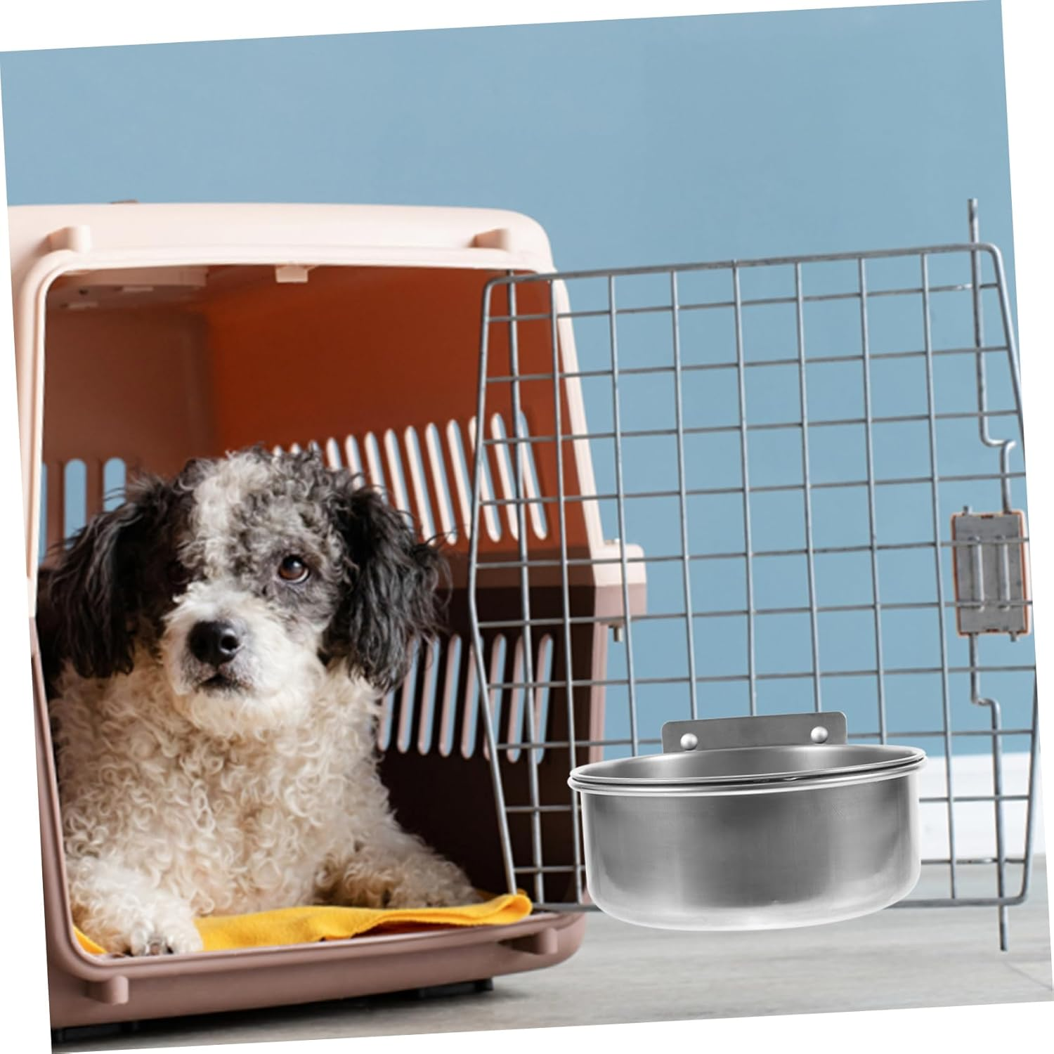 Feeding Bowl Dispenser for Hanging Pet Food Dog Food Bowl Portable Pet Cage Dog Food Water Bowl Harness Water Dispenser for Pets Non-Slip