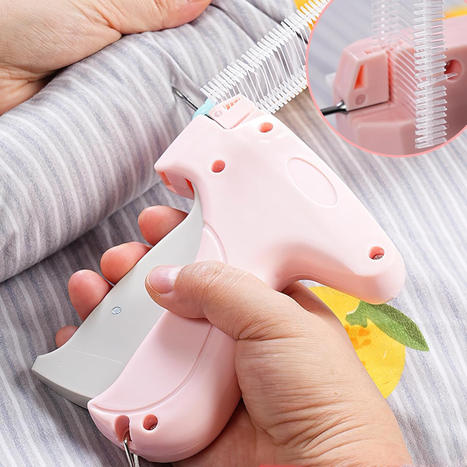 Stitch Gun,Tagging Gun for Clothing, Fine Stitch Mini Stitch Gun for Clothes,Quick Clothing Fixer,Hemming Sewing Tool Kit with 5 Needles,Includes 1000 Fasteners, Great for Garment Repair (Pink) image number 3