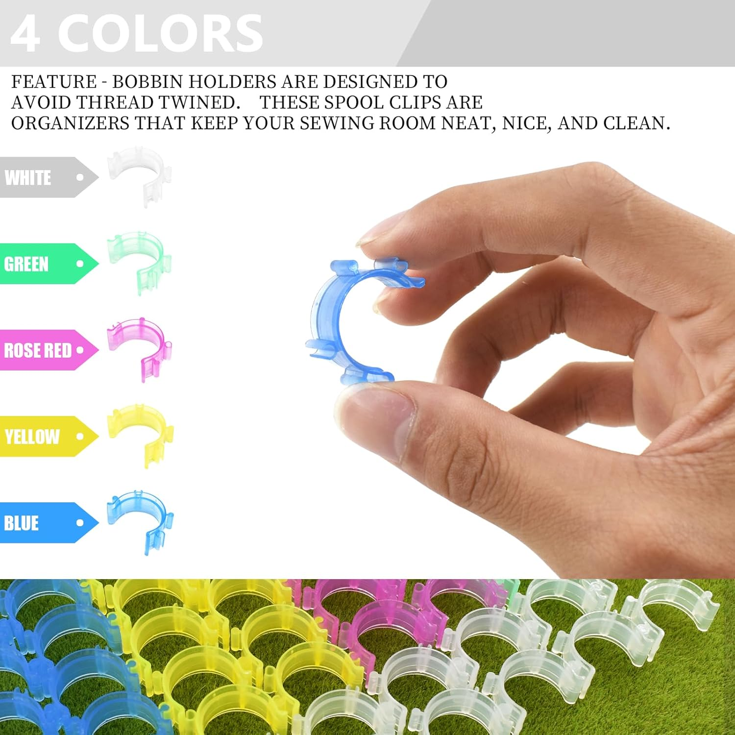 85 Pcs Sewing Bobbin Clips Bobbin Holder Clips Colorful Bobbin Holder Clamps Thread Clips Sewing Tool Accessory Prevent Thread Tails for Thread Spool Organizing, 5 Colors image number 2