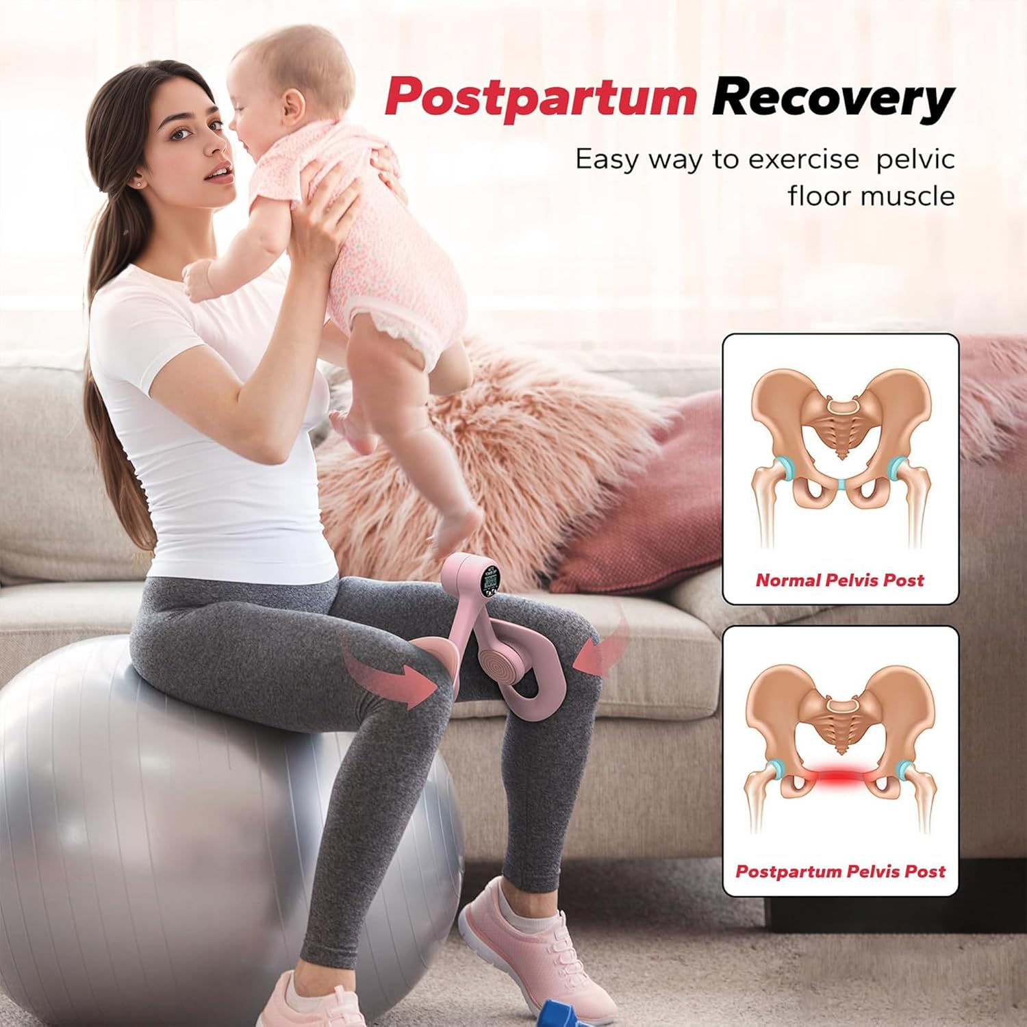 TSWCBYYLB Thigh Master Pelvic Floor Muscle Exercise Trainer Devices with Display Counter for Women image number 2