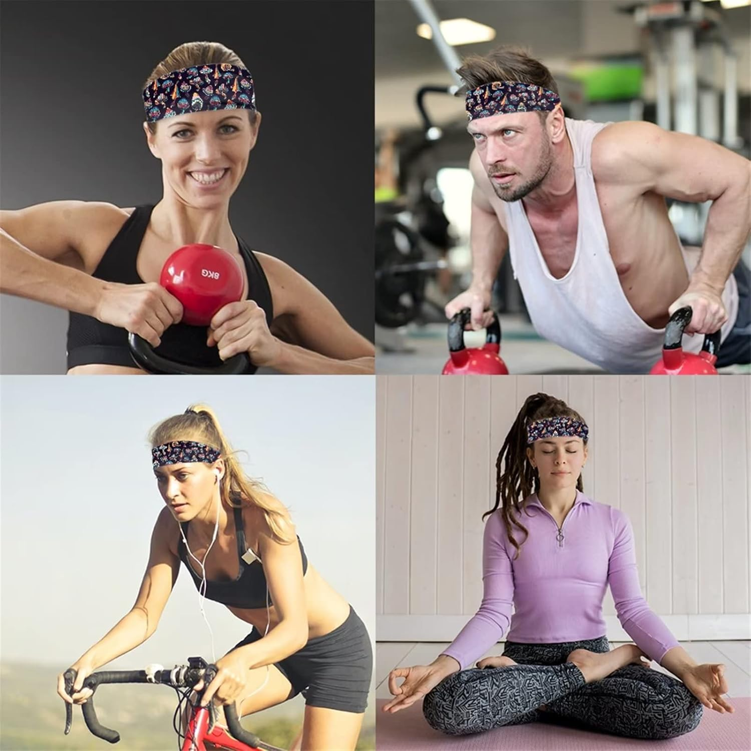 Biyejit Mens Women Headband Breathable Sweatband Sports Headband for Gym, Running, Cycling, Yoga, Basketball image number 1