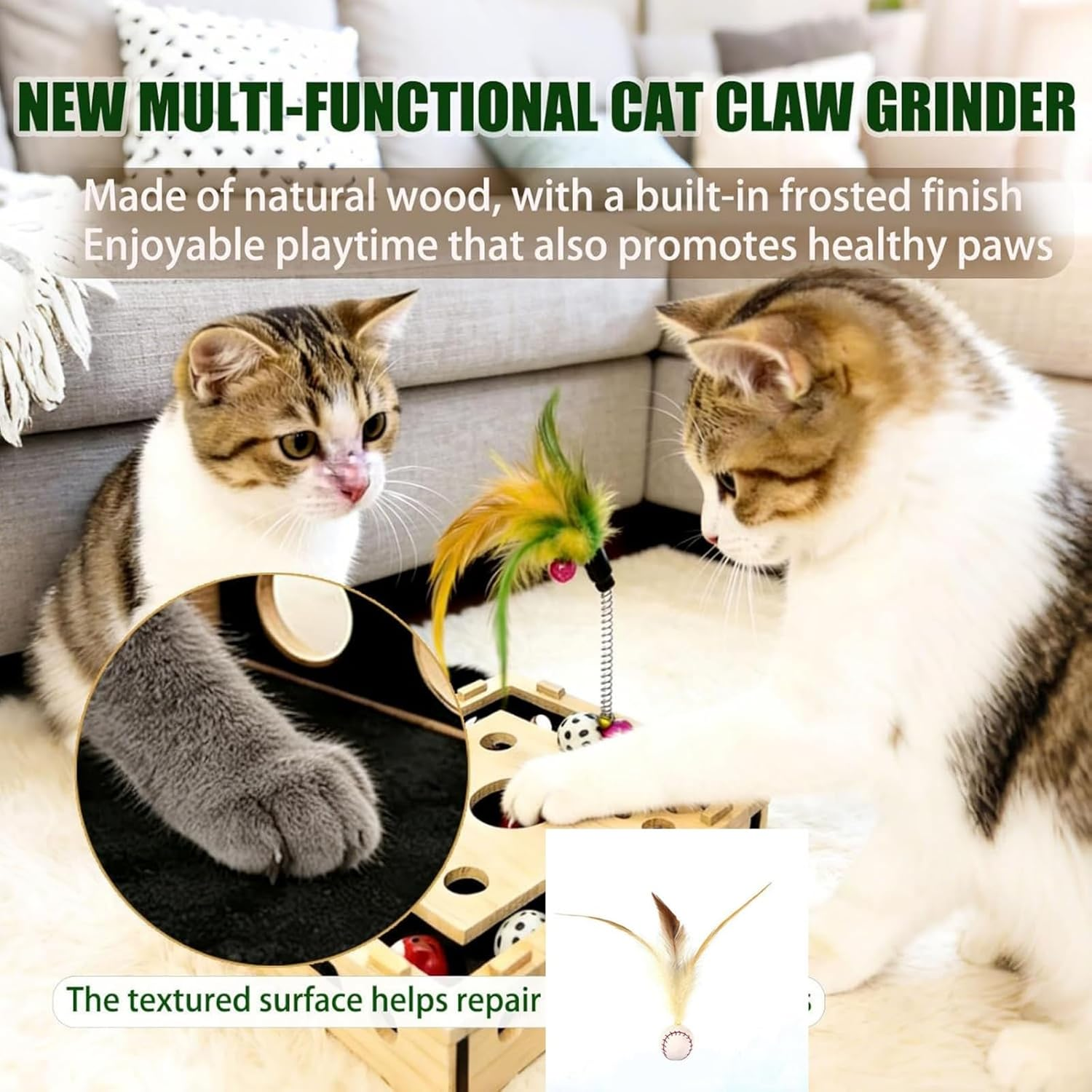 Cat Nail File Enrichment Box, Cat Scratch Puzzle Enrichment Box, No More Nail Clipping & Keep Furniture Away from Claws, Stress-Free Alternative to Claw Clippers & Grinders