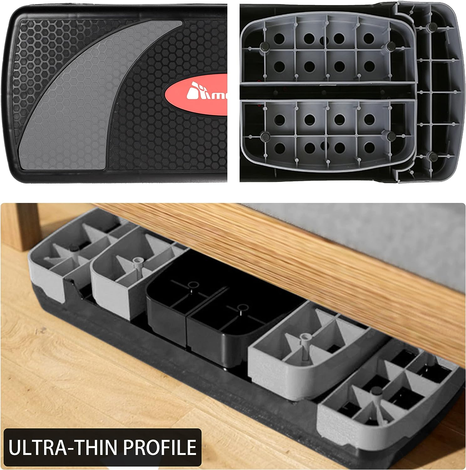 METEOR Aerobic Step Platform &ndash; Three Level Adjustable Stepper (10Cm-15Cm-20Cm) for Home & Gym Cardio Workouts & Fitness Training, Textured Non-Slip Surface, Max Capacity 200Kg