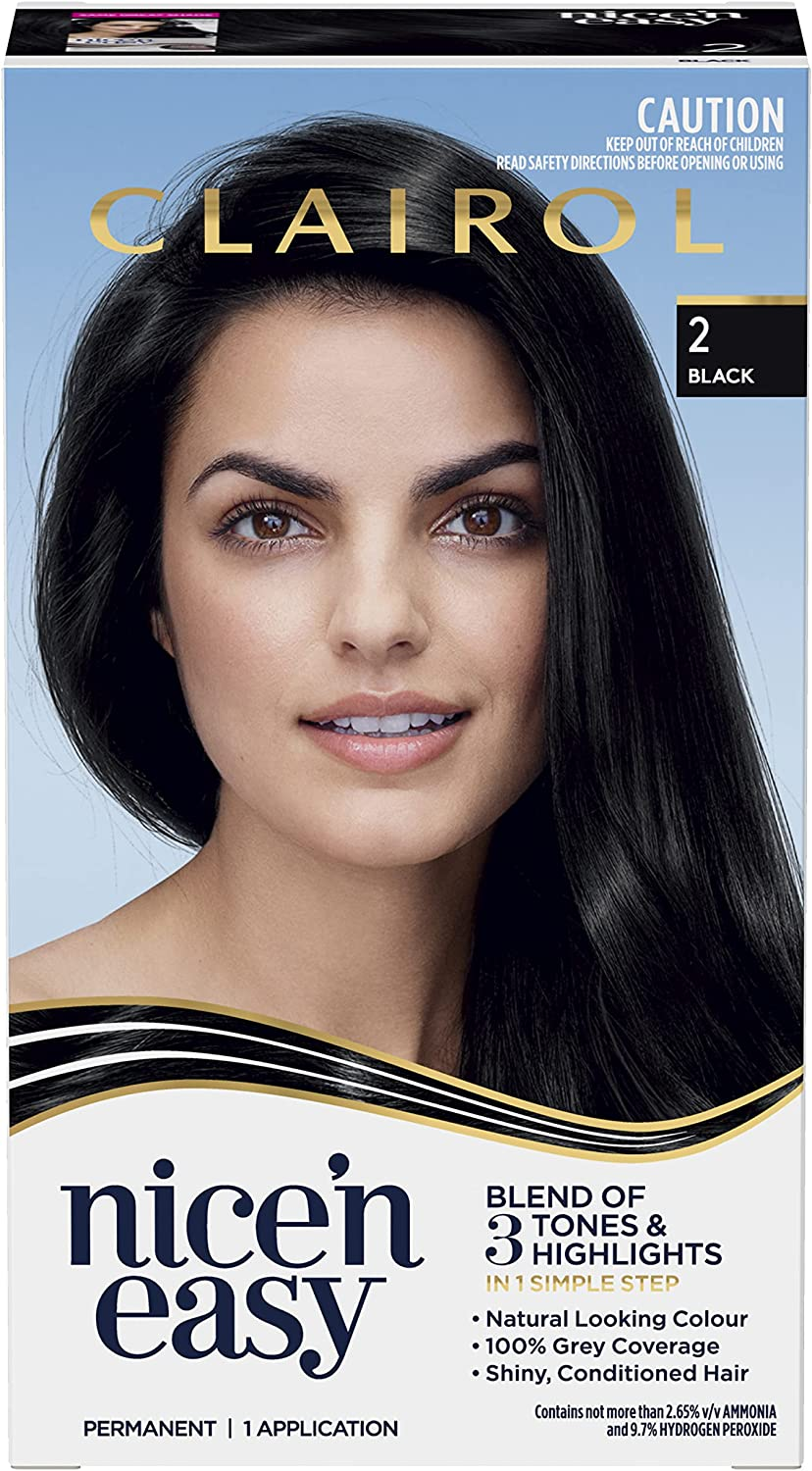 Clairol Nice 'N Easy Permanent Hair Colour 2 Natural Black, 100% Grey Coverage, Natural Looking Hair Colour image number 1