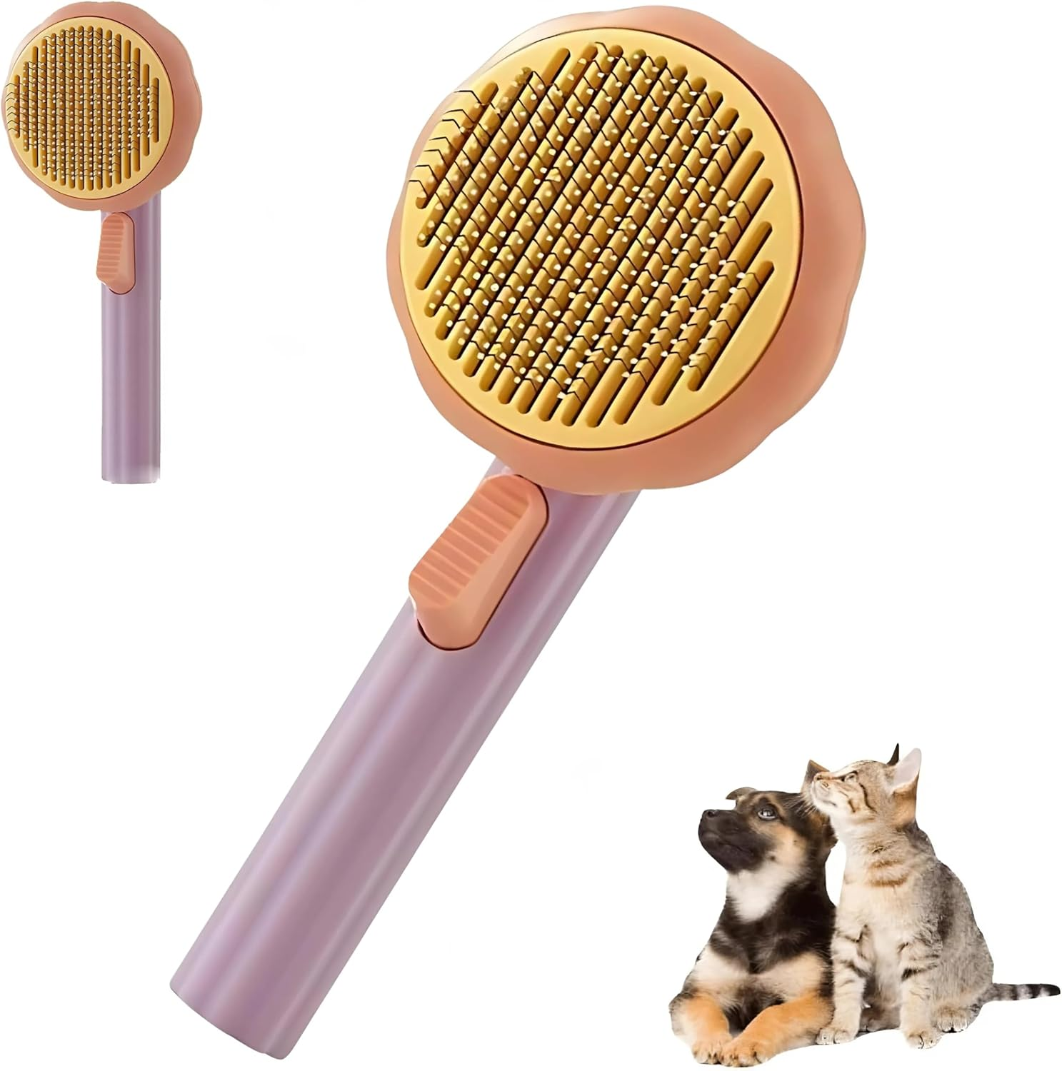 EZONEDEAL Pumpkin Cat Dog Brush, Self Cleaning Cat Brush for Shedding & Deshedding, Deep Cleaning Pet Brushes Pumpkin for Dogs, Cats, Puppy, Pet Grooming Brush Gently Removes Loose Undercoat (Green)