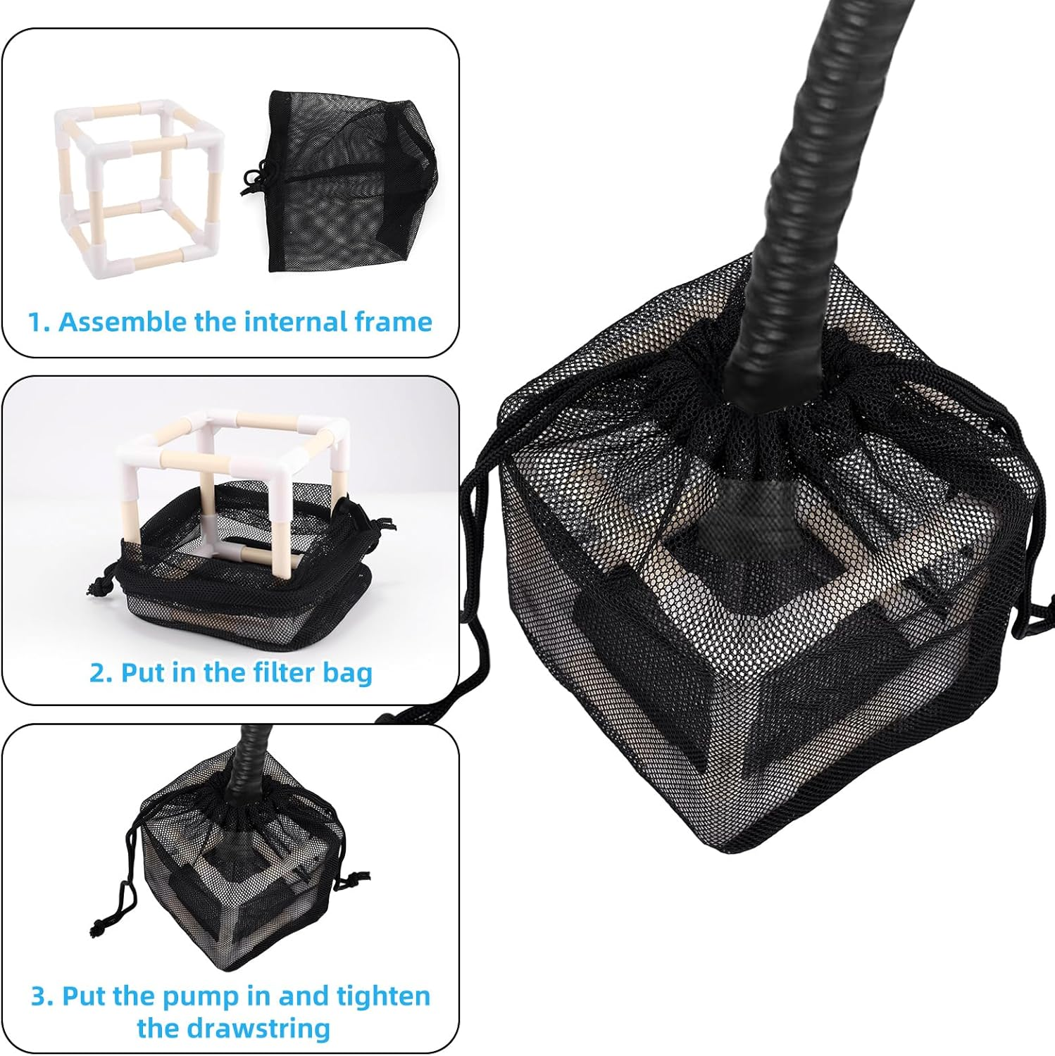 Pond Pump Filter Box, 5In Nylon Anti-Clog Pond Pump Filter Bag for Preventing Waterfall Swimming Pool Pumps from Being Clogged by Debris Leaves and Rocks