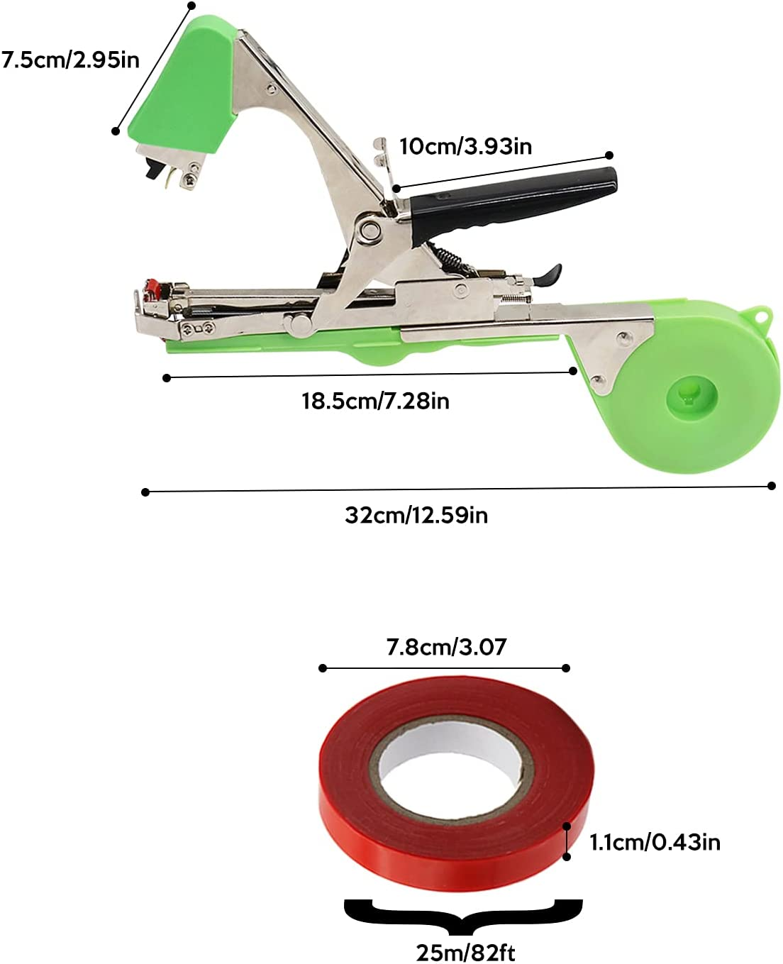Plant Tying Machine Valuehall Plant Vegetable Hand Tying Binding Machine Tape Tool Convenient Agriculture Plant Tying Machine Tapener Tool with 10 Rolls of Tape for Plants V7G09