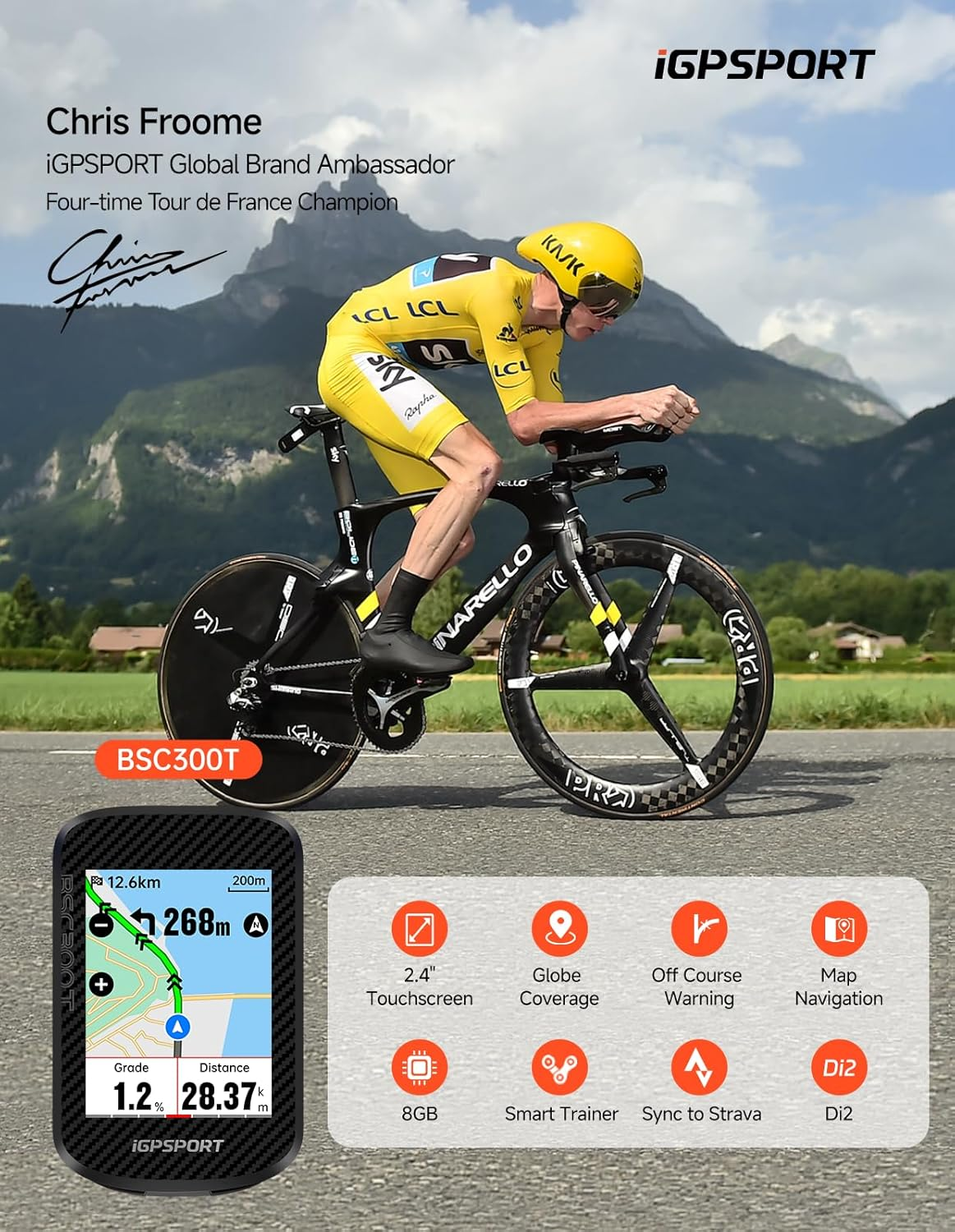 Igpsport BSC300T Bike Computer with 2.4 Inch Colorful Touch Screen, Offline Map Navigation off Course Warning,Type-C, IPX7,130 Data Display Compatible with Bluetooth 5.0 &ANT+ Ebike,Strava Sync image number 5