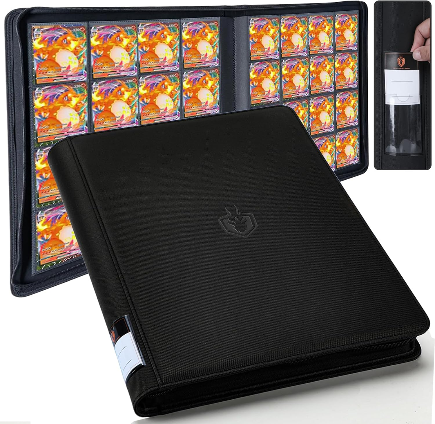 Premium 1000+ Pockets Card Binder,Label Design,16 Pockets Trading Card Binder Ringless Side Loading Trading Card Album Folder for Tcg,Mtg,Sport Trading Cards -Byderpro image number 3