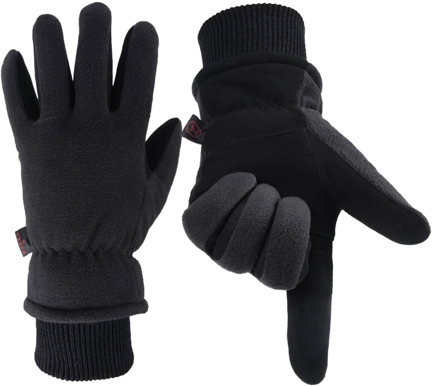 OZERO Deerskin Leather Winter Gloves for Men & Women: Water-Resistant, Windproof Cold Weather Gloves for Driving & Hiking, Warm to -34&deg;C (Black) image number 1