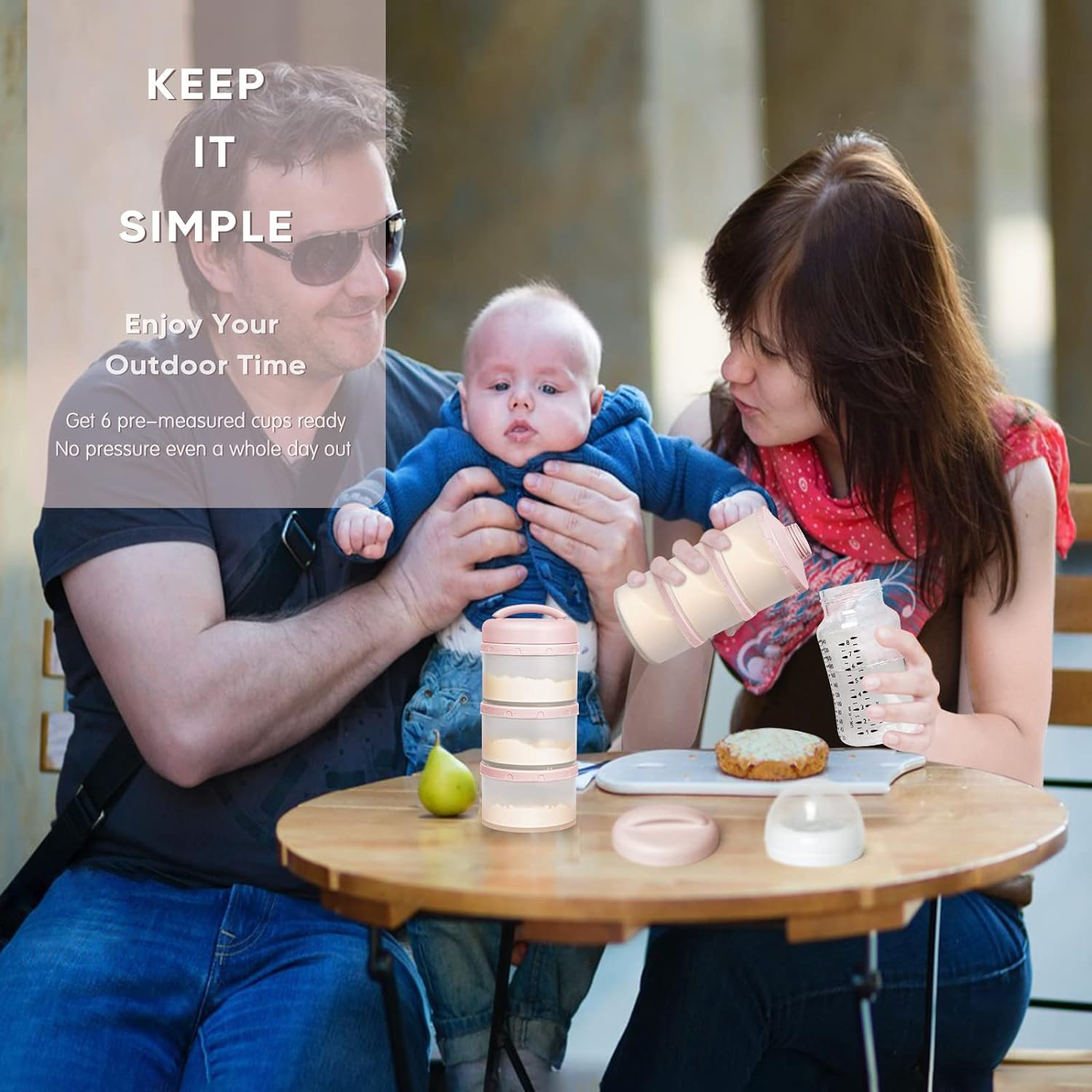 Termichy Stackable Formula Dispenser Portable Milk Powder Container, 2 Pack, Light Pink image number 1