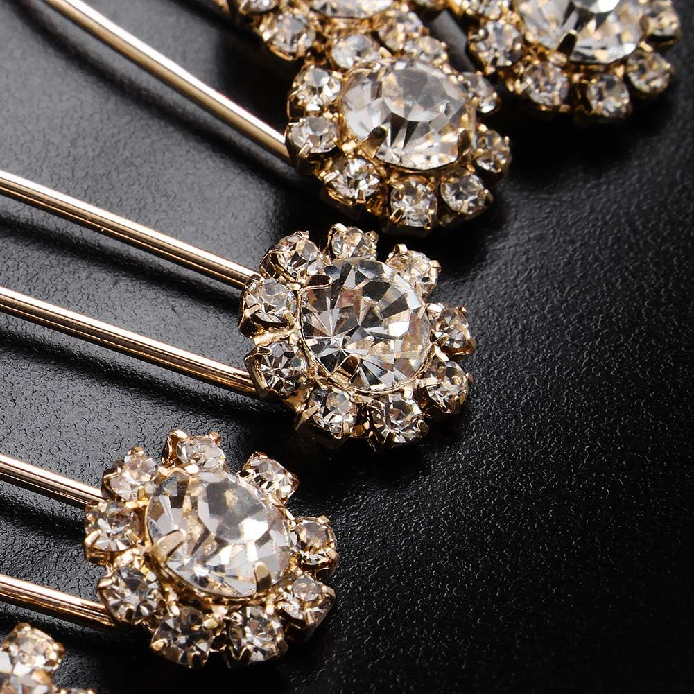 Crystal Bridal Hair Pins Clips Wedding Hair Accessories Hair Set Jewelry with Rhinestone for Brides and Bridesmaids Set of 12 (Gold) image number 4