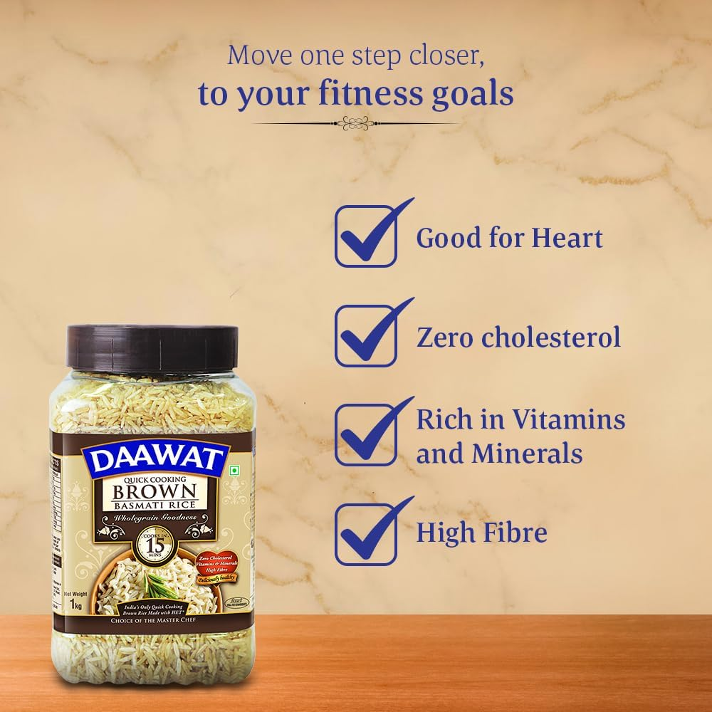 Daawat Brown Basmati Rice Jar, 1 Kg (LT071)