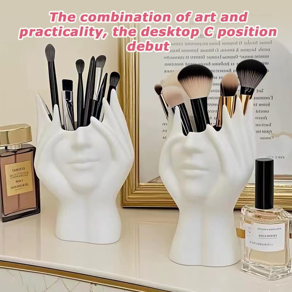 Face in Hands Planter,Small Vase,Flower Pot,White Face Planter,Hydroponic Vase, for Home and Garden Decor,Miniature Figurines for Interior Aesthetic (White) image number 3