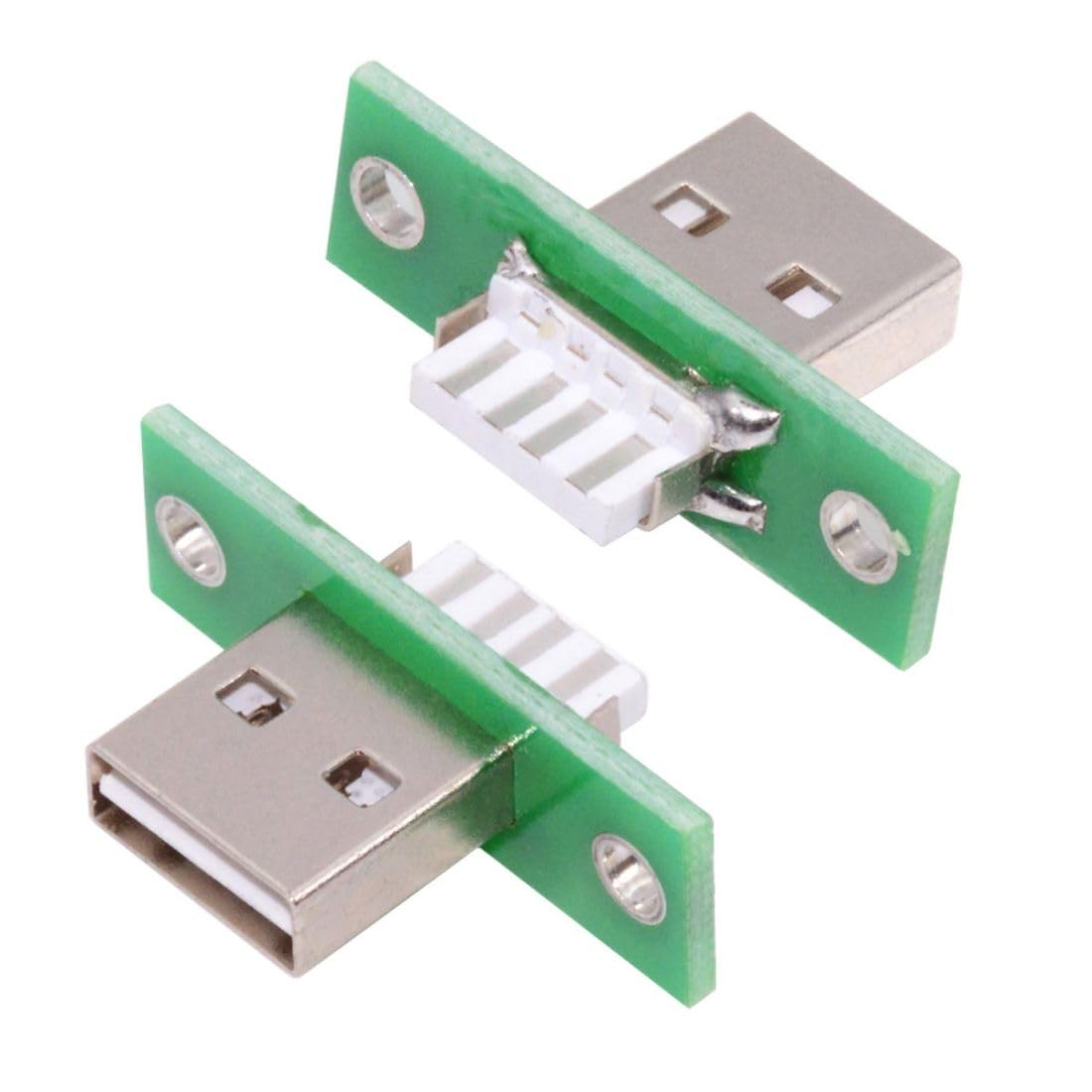 Chenyang 5 Pack USB 2.0 DIY Connector USB 2.0 Male Plug Reversible Insertion Port Repair Replacement Solder Adapter with Panel Mount Screw Hole image number 4
