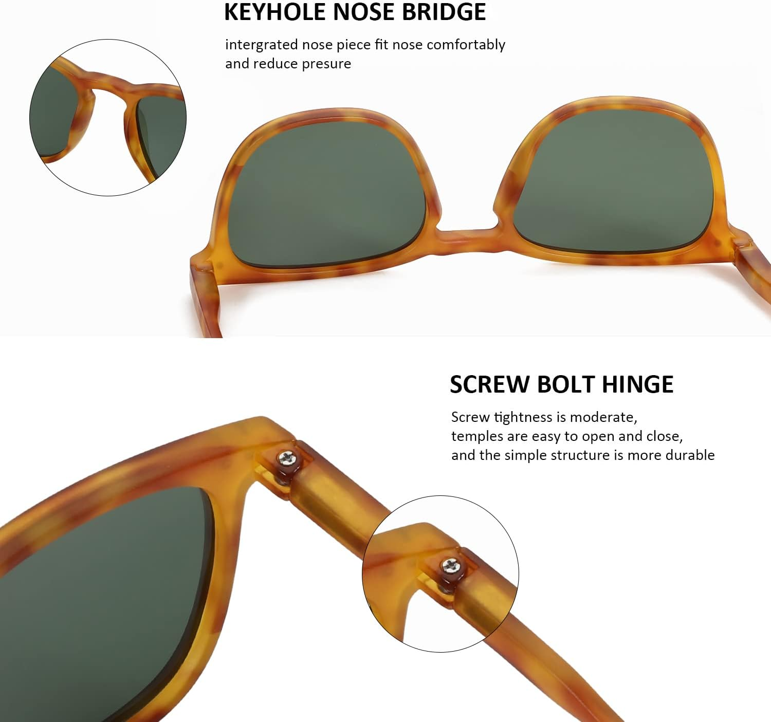 ZENOTTIC Polarized Sunglasses for Women Men: Retro Shades round Square Frame UV Protection 2 Pack image number 6