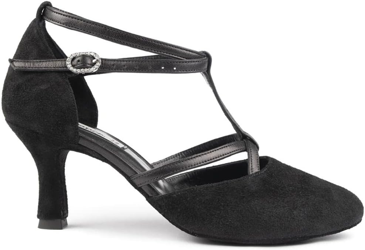 Portdance PD127 Women'S Dance Shoes - Nubuck Black - 5.5 Cm Social - Normal Width - Made in Portugal image number 1