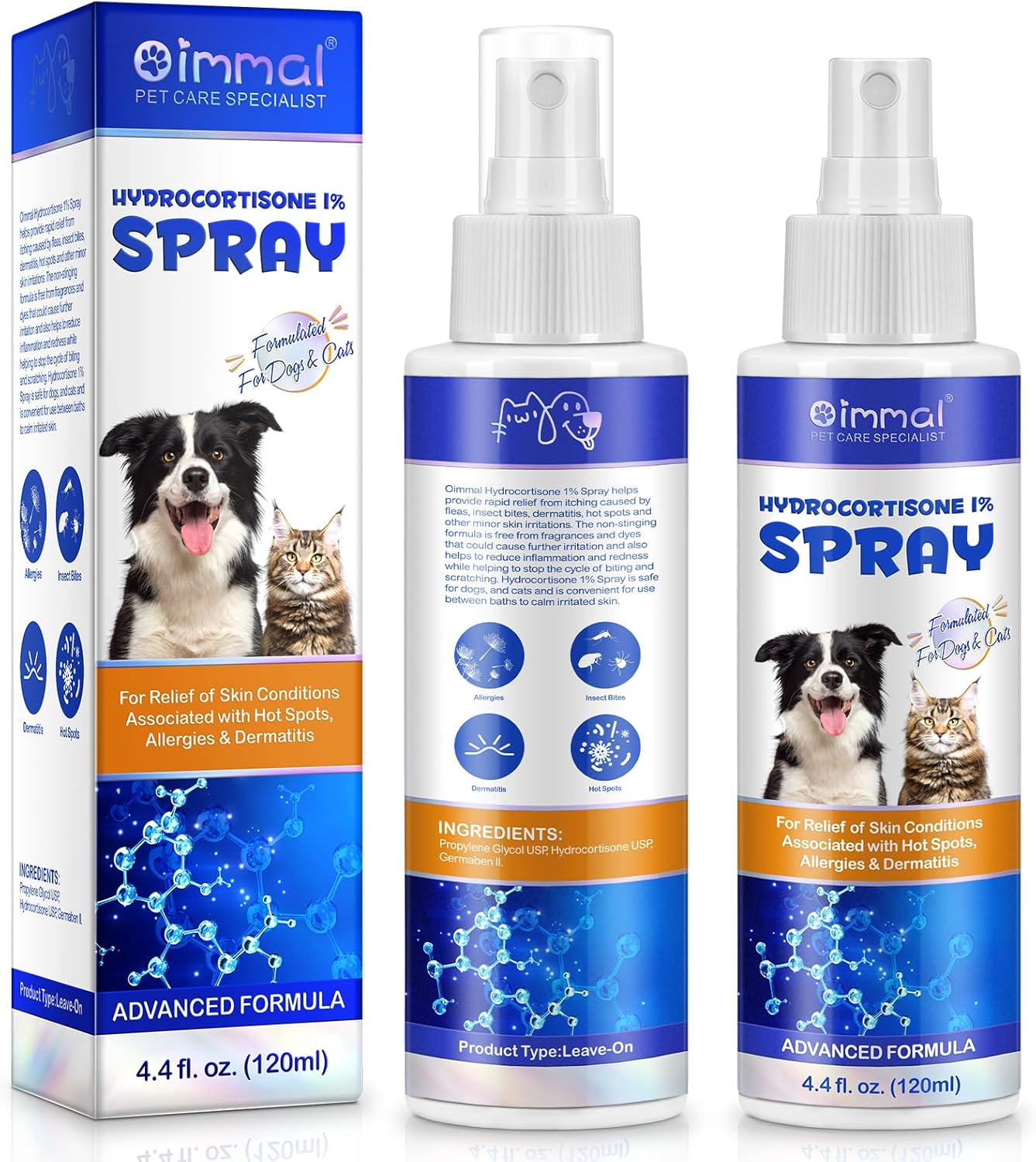 Pet Hydrocortisone Spray for Dogs & Cats 120Ml | Natural Relief for Hot Spots, Rashes & Skin Irritations | Reduces Inflammation & Soothes Itchy Skin image number 2