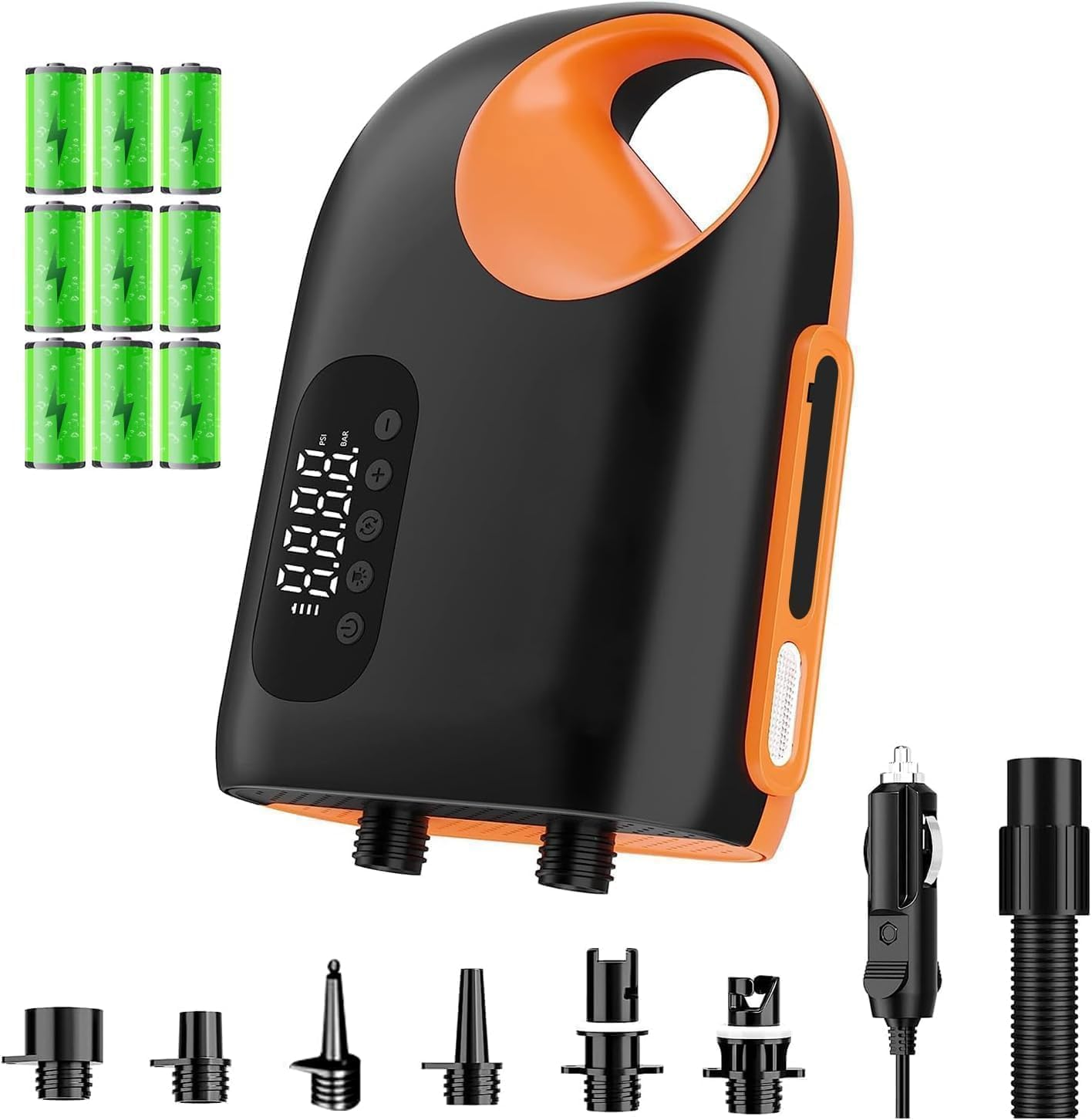 B-Qtech 18000Mah Rechargeable SUP Pump Paddle Board Pump Electric Air Pump, 20PSI High Pressure with Dual Stage Inflator/Deflator, 12V Auto-Off Portable Inflatable Pump for Kayak/Wing/Tent/Boat/Bag