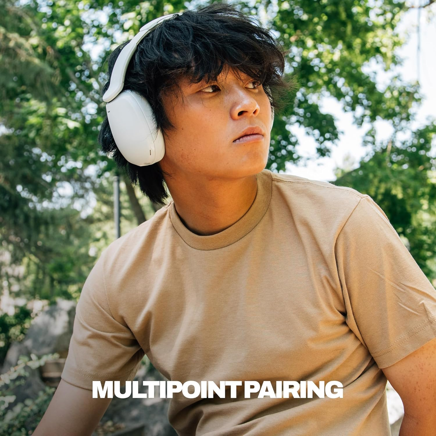 Skullcandy Hesh 360 Wireless Over-Ear Bluetooth Headphones, up to 100 Hours Battery, Noise Isolating Fit, Flat-Folding Collapsible Design, Microphone Iphone Android - Bone - Bone image number 5